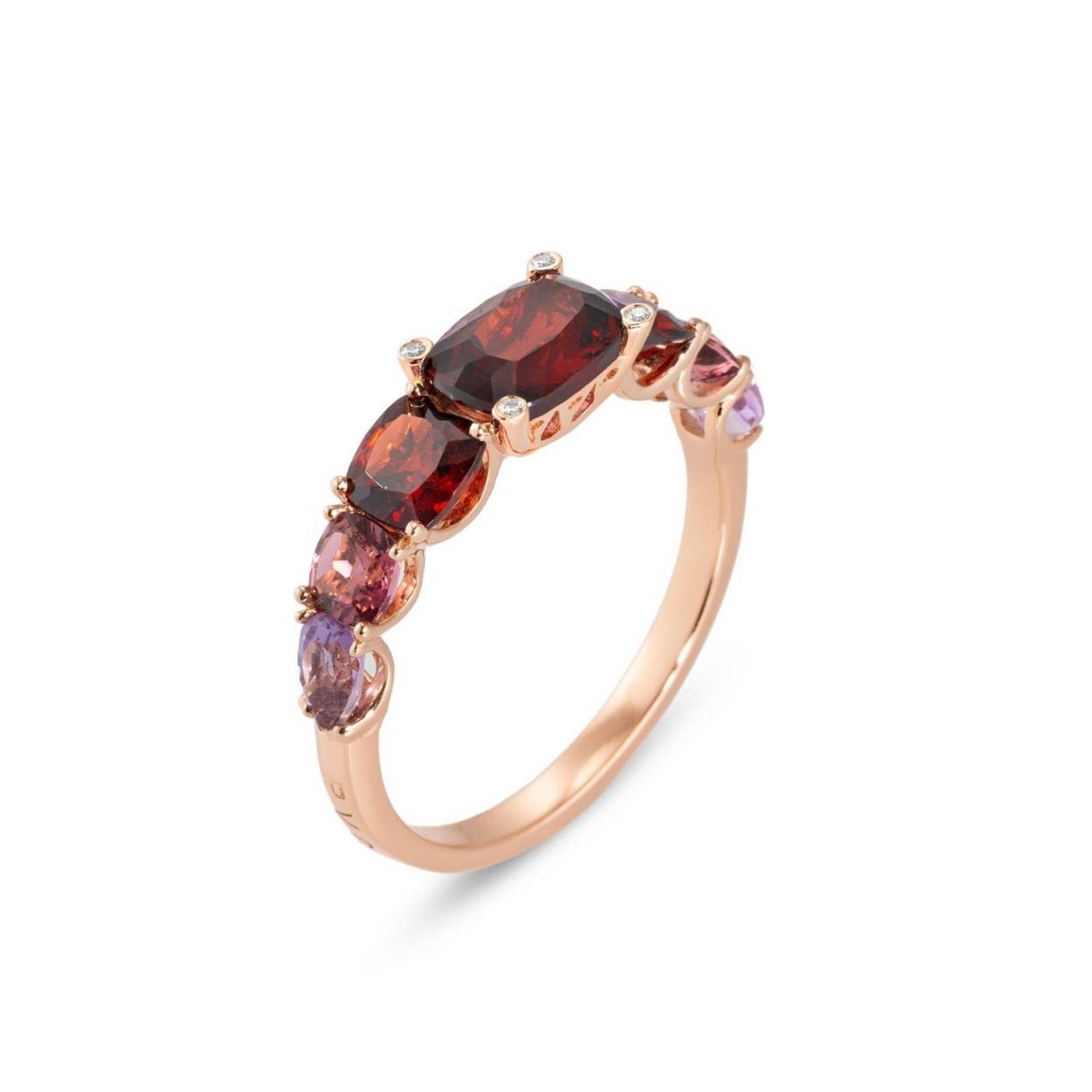  Ponte Vecchio ring in 18K roségoud met granaat, amethyst en diamant 0.02crt  CA1760GRRRG maat 54