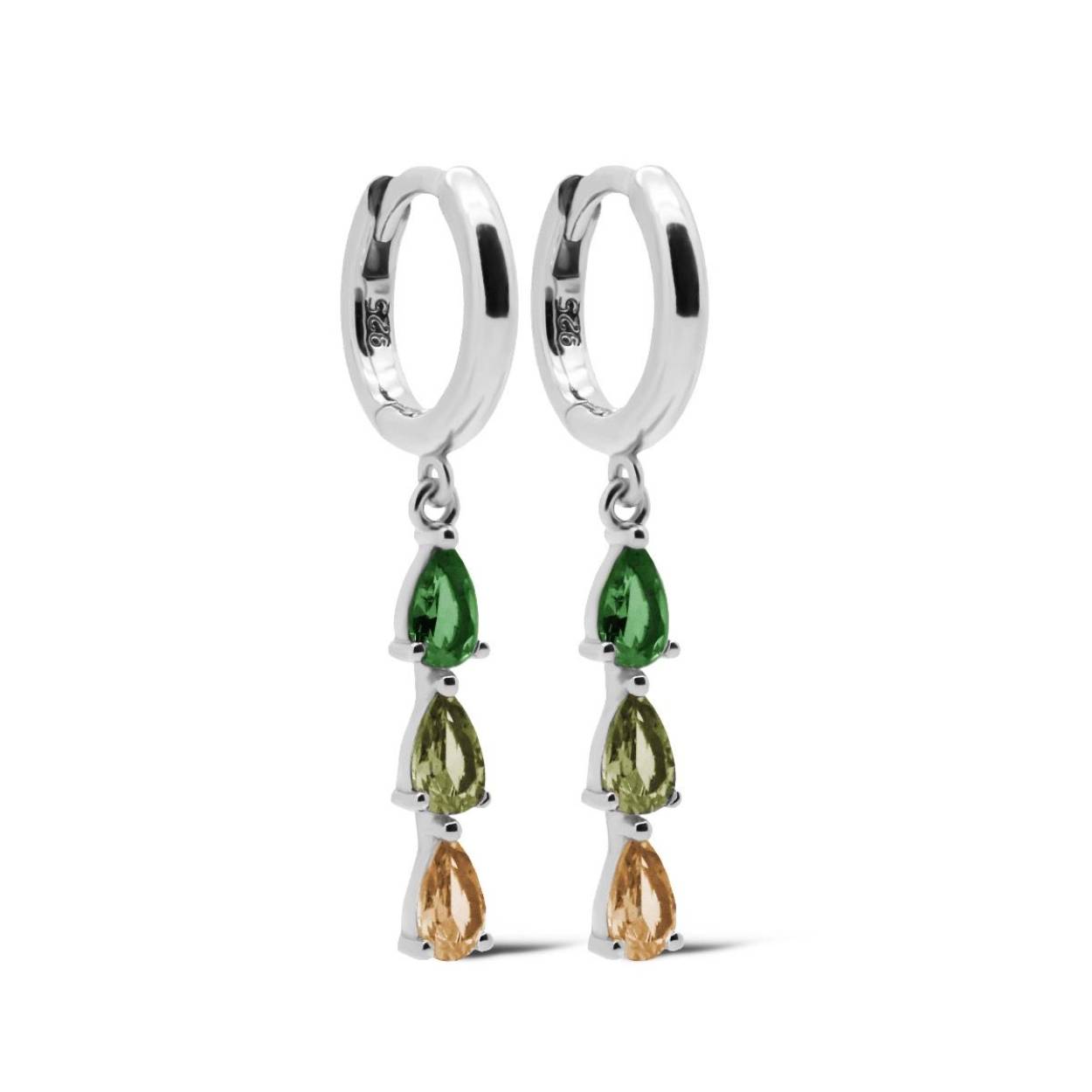 Karma Oorbellen Amelie Emerald Silver
