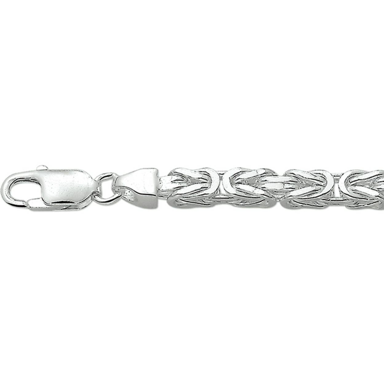 Zilveren armband met vierkante konings schakel.