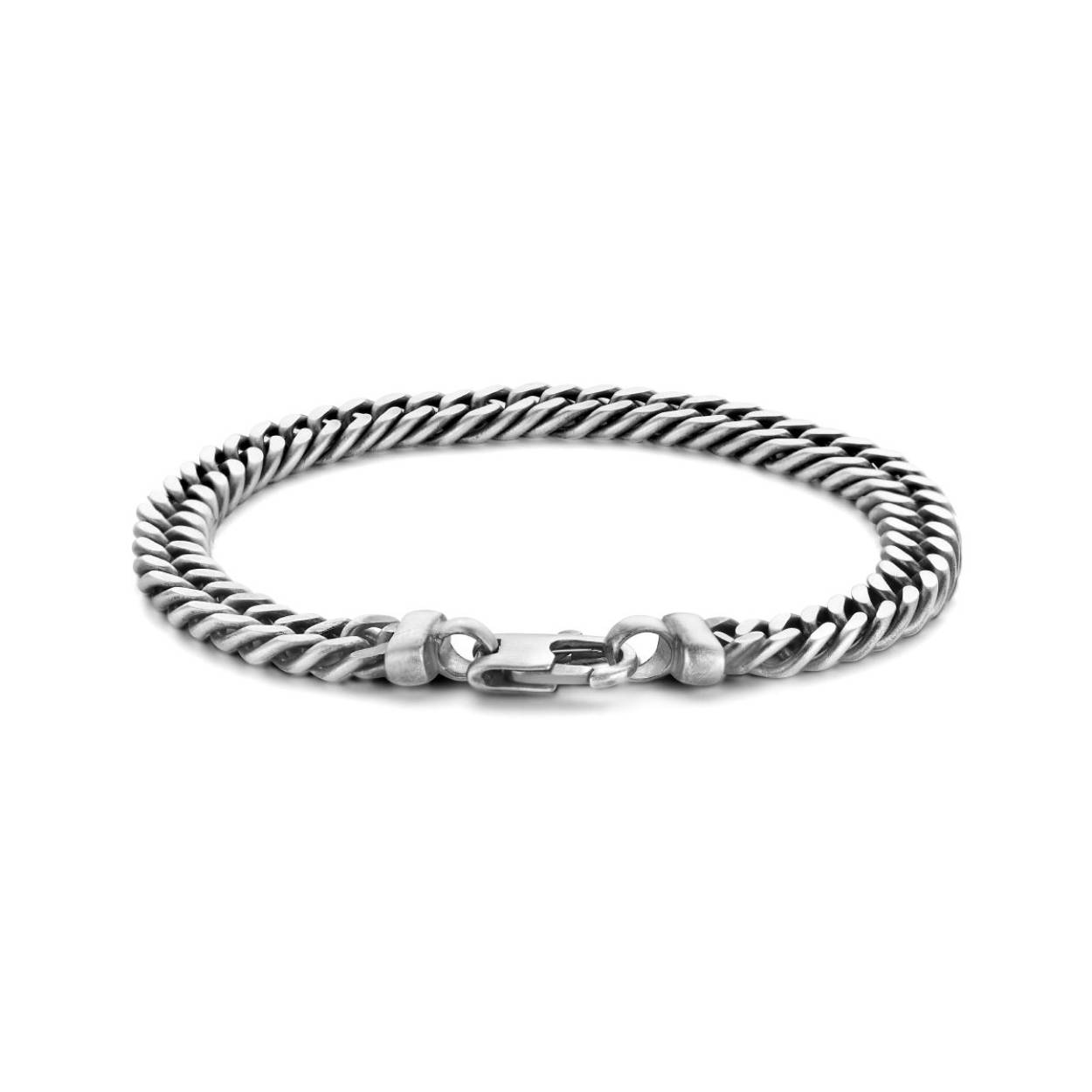 Geoxideerd 925 zilveren vossenstaart armband met een schakelbreedte van 7.2mm. De armband is uitgevoerd met een karabijn sluiting.