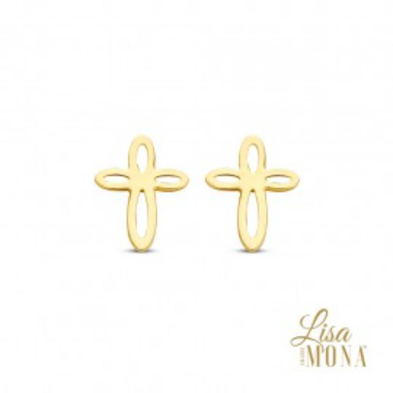 Lisa Mona oorstekers 14k kruis 