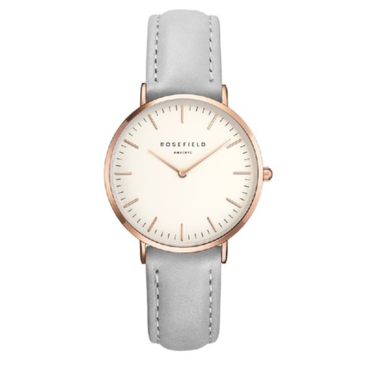 Rosefield Horloge met grijze lederen band
