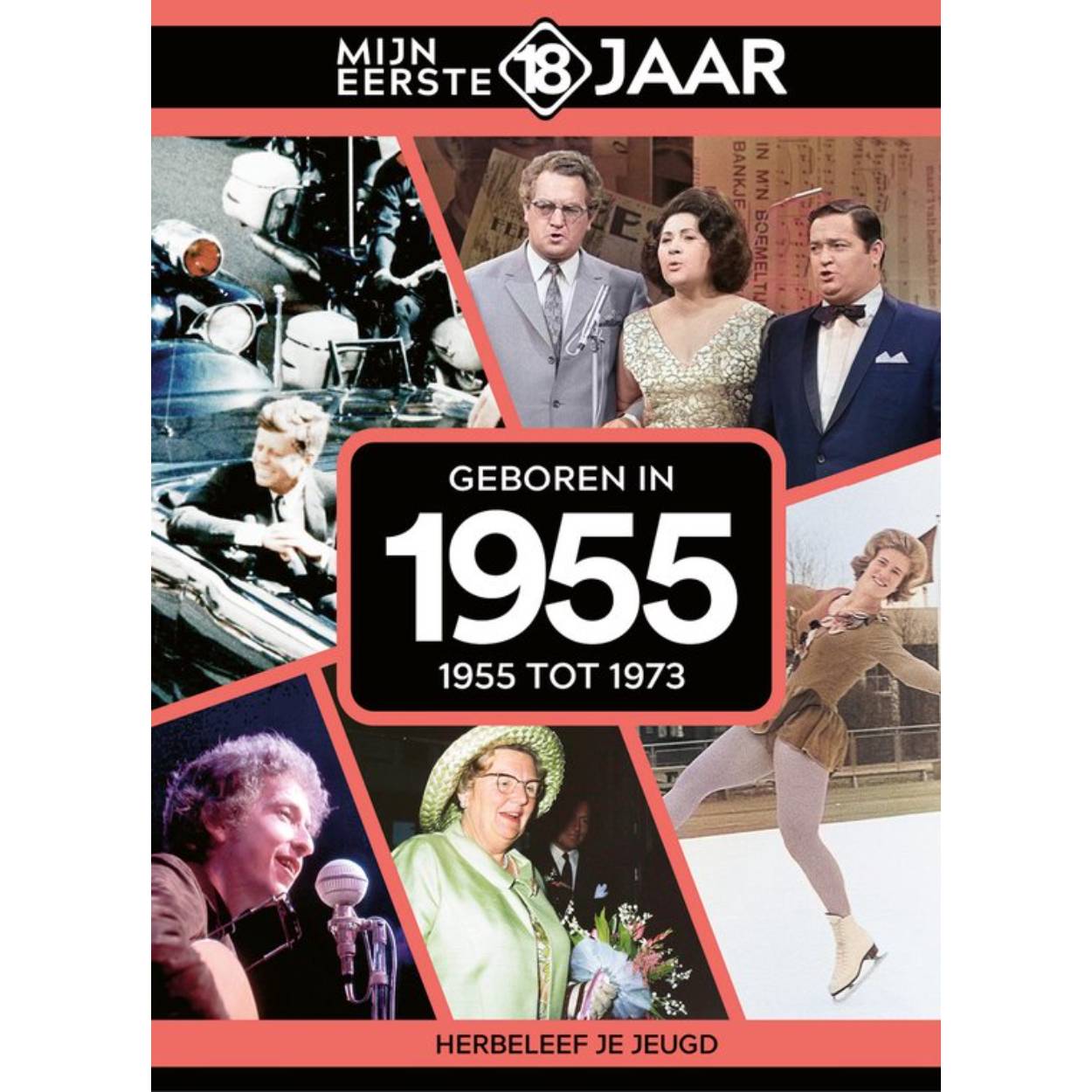 MIJN EERSTE 18 JAAR; GEBOREN IN 1955 De jaren van 1955 tot 1973 Mijn Eerste 18 Jaar is hét boek vol met ‘oh ja!’-momenten. Droom weg bij alle hoogtepunten uit jouw jeugd. Zo beleef je de meest spraakmakende momenten uit de eerste 18 jaar van jouw leven opnieuw. Aan welke hits, films en tv-programma’s heb je mooie herinneringen? Hoe was de mode toen, het straatbeeld en de rages? Welke sporthelden zijn je bijgebleven? En wat was het nieuws waar iedereen het over had? Mijn Eerste 18 Jaar staat boordevol jeugdsentiment. Met maar liefst 182 pagina’s aan kleurrijke foto’s, anekdotes en iconische beelden uit jouw jonge jaren. Ook hebben we per jaar de grootste hits voor je verzameld. Scan de code en beluister jouw hits. Begin met bladeren en herbeleef je jeugd!