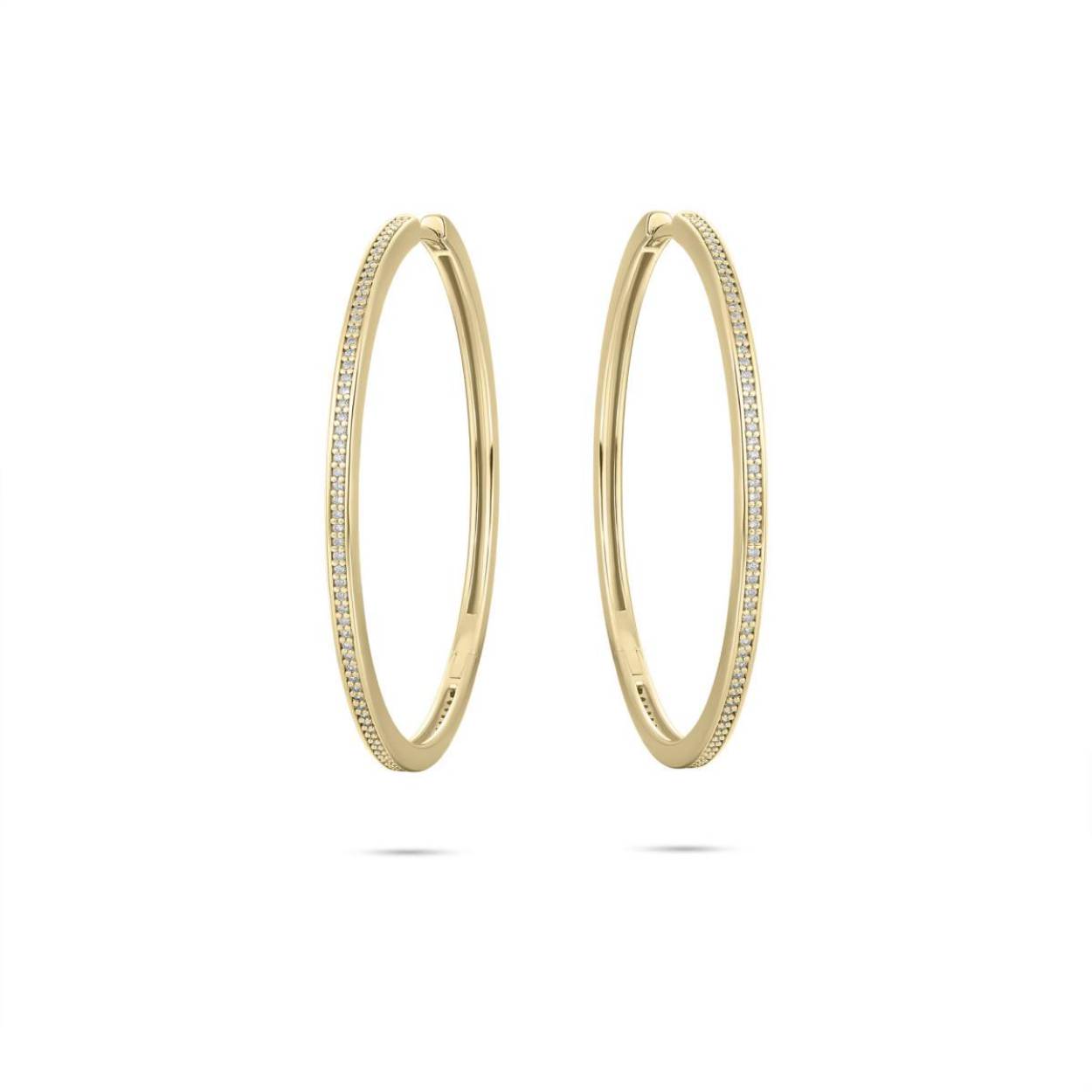 Zilveren oorringen goldplated met zirkonia's 40 mm 
KCD2/40Y 