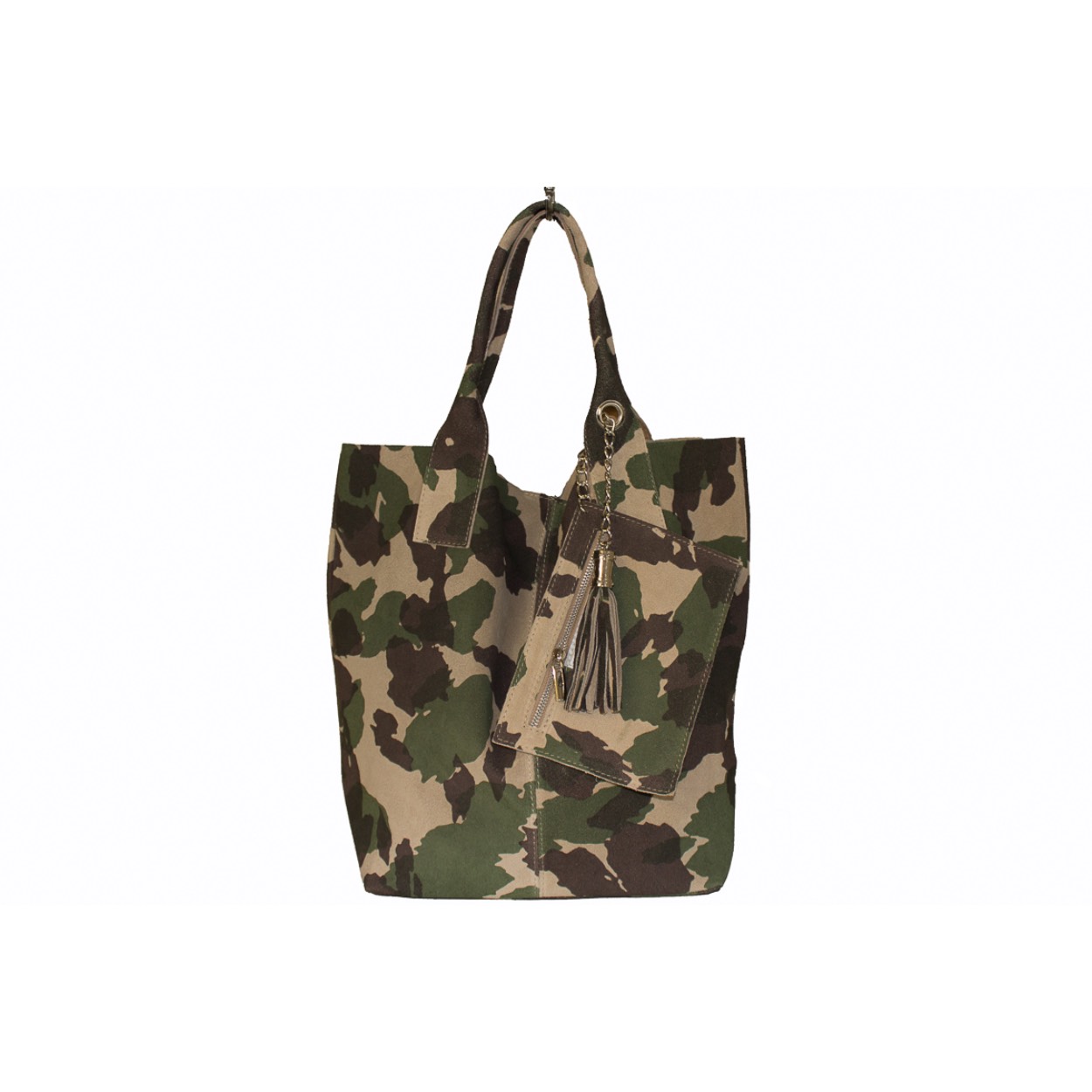 Leuke tas voor mij naar de stad, kantoor of strand.
Ideale print om bij diverse outfits te kunnen dragen.

Suede
Intern ritsvak
Niet gevoerd

Afmetingen
Hoogte 38cm x breed 27cm diep 18.5 cm