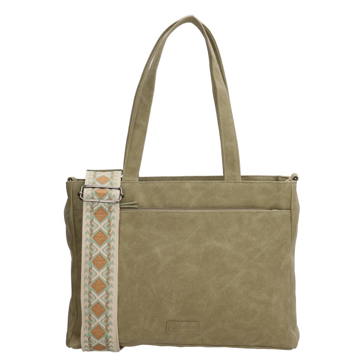 Met deze shopper steel jij de show! Deze prachtige shopper komt uit de Malaga serie van Beagles. Door het strakke design valt die overal mee te combineren. De schouderband heeft een leuk patroon wat de tas een speelse look geeft. Je spullen neem je bovendien geordend met je mee in de meerdere vakken die de tas te bieden heeft. Je shopt de shopper in vrolijke, zachte kleuren. Waar neem jij deze shopper mee naar toe? 

De eigenschappen van deze shopper zijn: 

Hoofdvak met ritssluiting
Voor- en achtervak met ritssluiting
Dubbel handvat
Verstelbare en afneembare schouderband