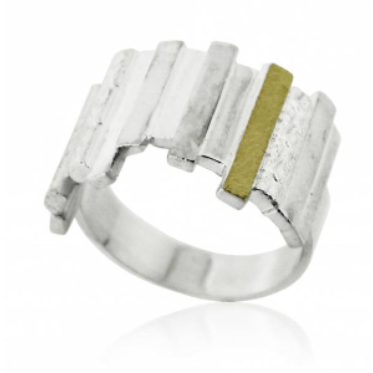 925 wit zilver en 18k geel gouden ring.