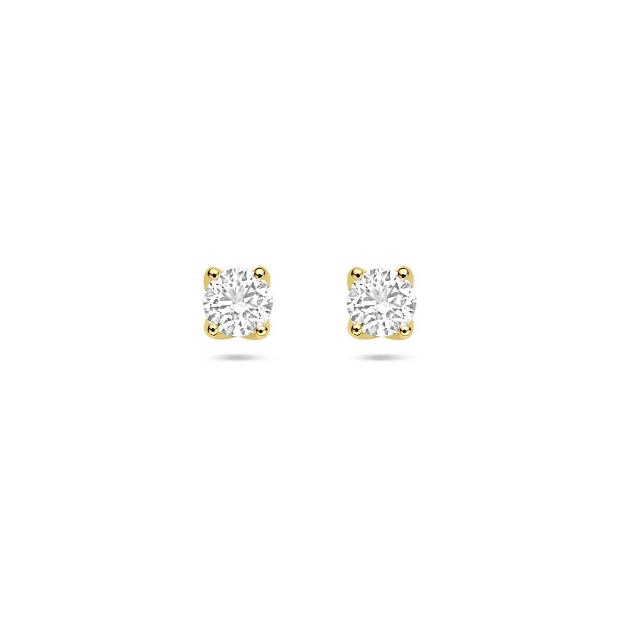 14k Geelgouden oorknoppen uitgevoerd met lab grown diamant. 
