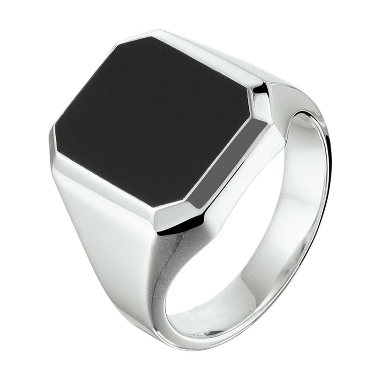 Zilveren zegelring met onyx.