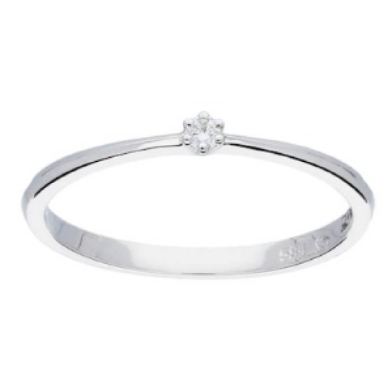 14k witgouden ring met diamant.