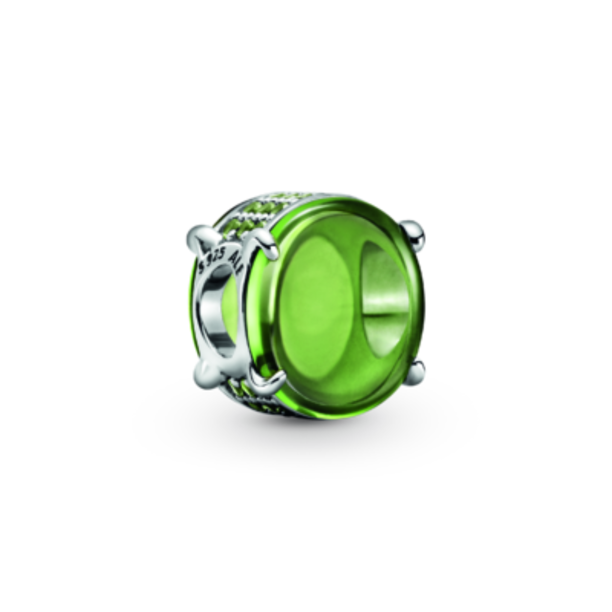 Pandora charm zilver cabuchon groen