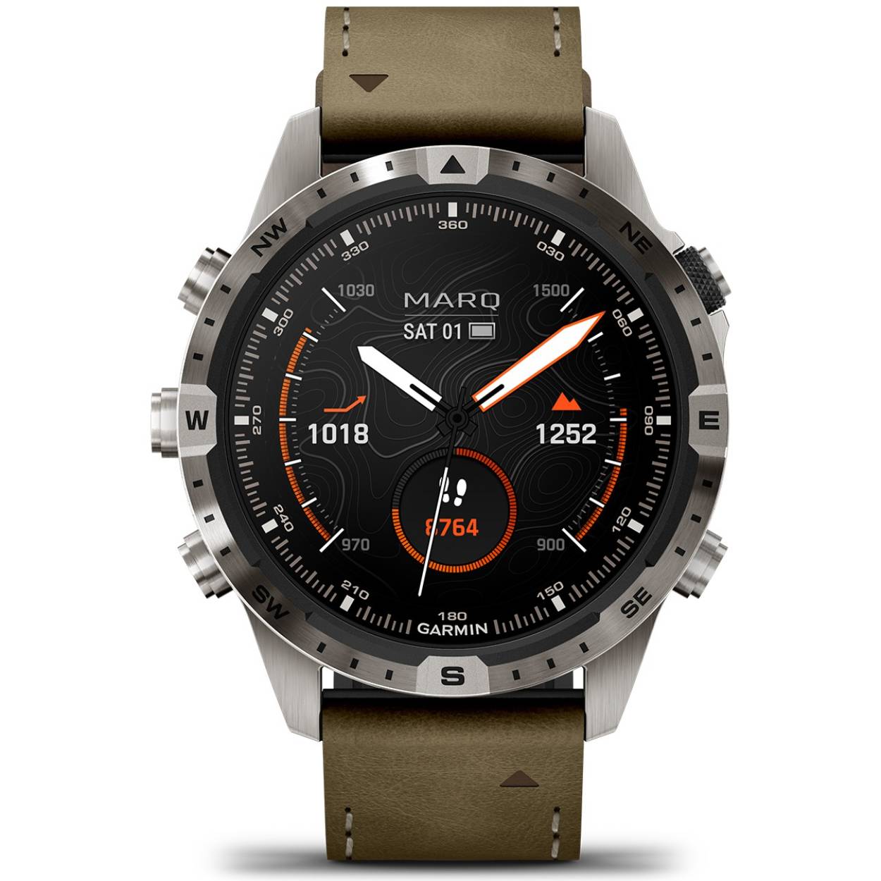 Garmin MARQ Adventurer (Gen 2) met hybride leren/FKM horlogeband