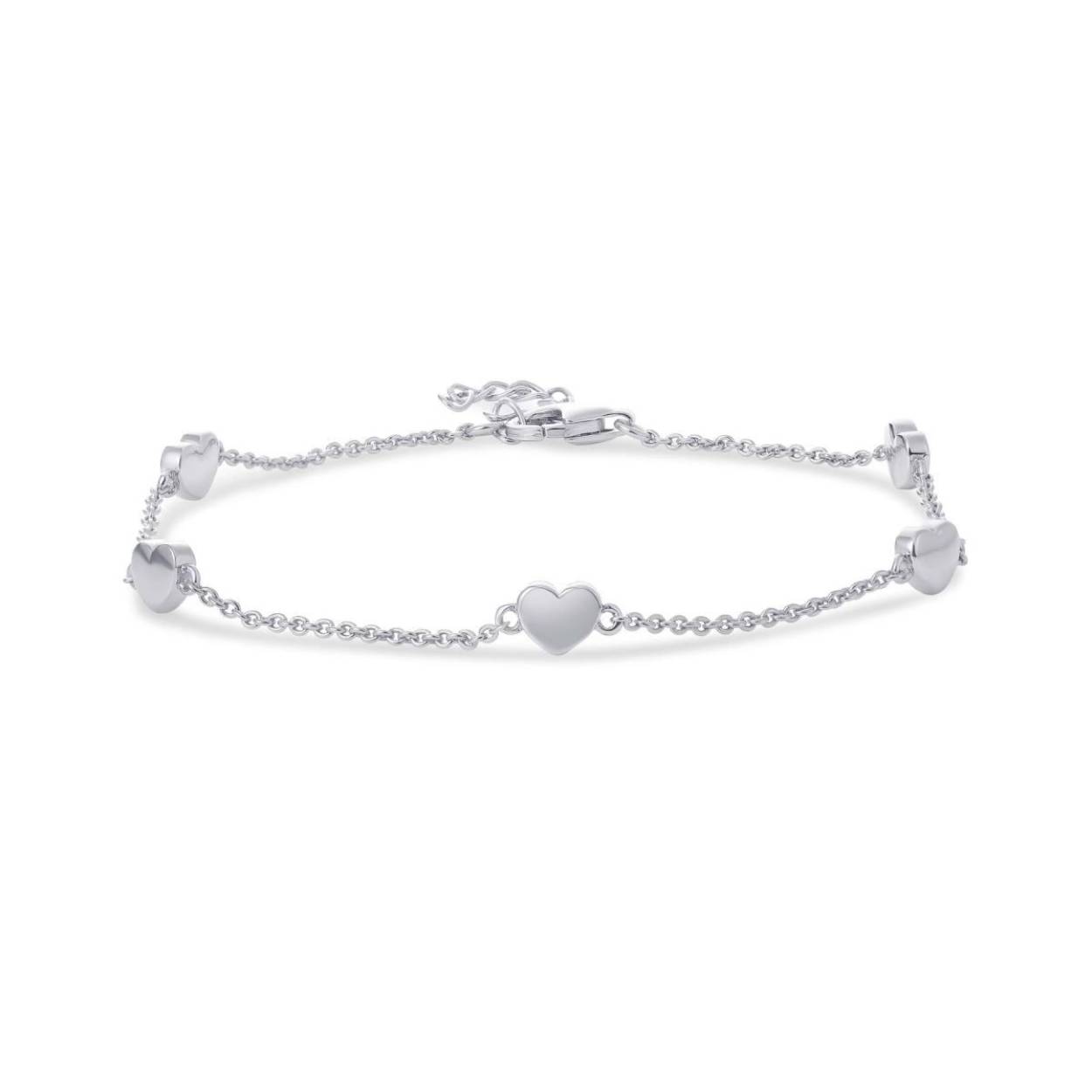 Minimal bracelet with five hearts of 5 mm | 17 + 3 cm