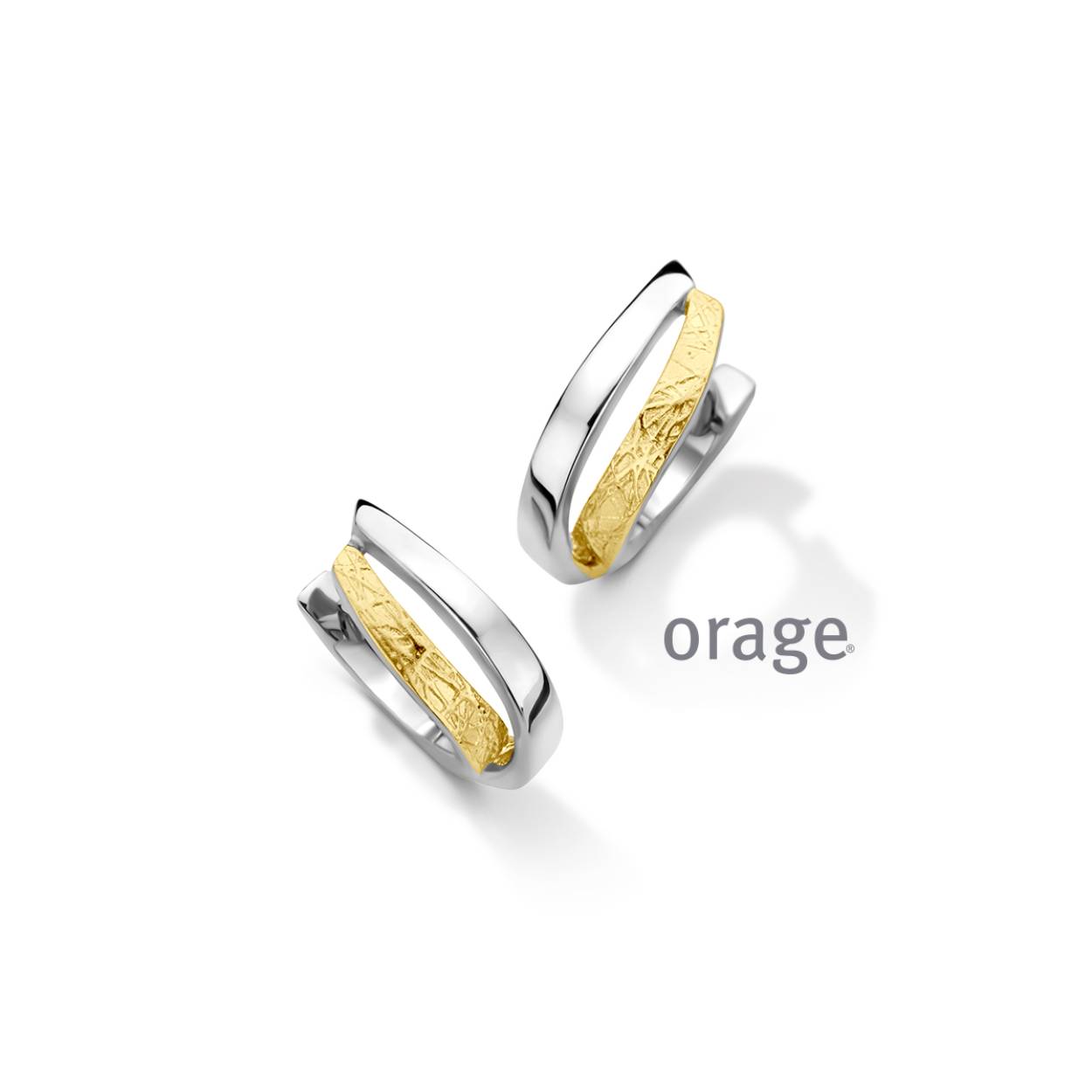 Orage Oorringen zilver bicolor - AW328