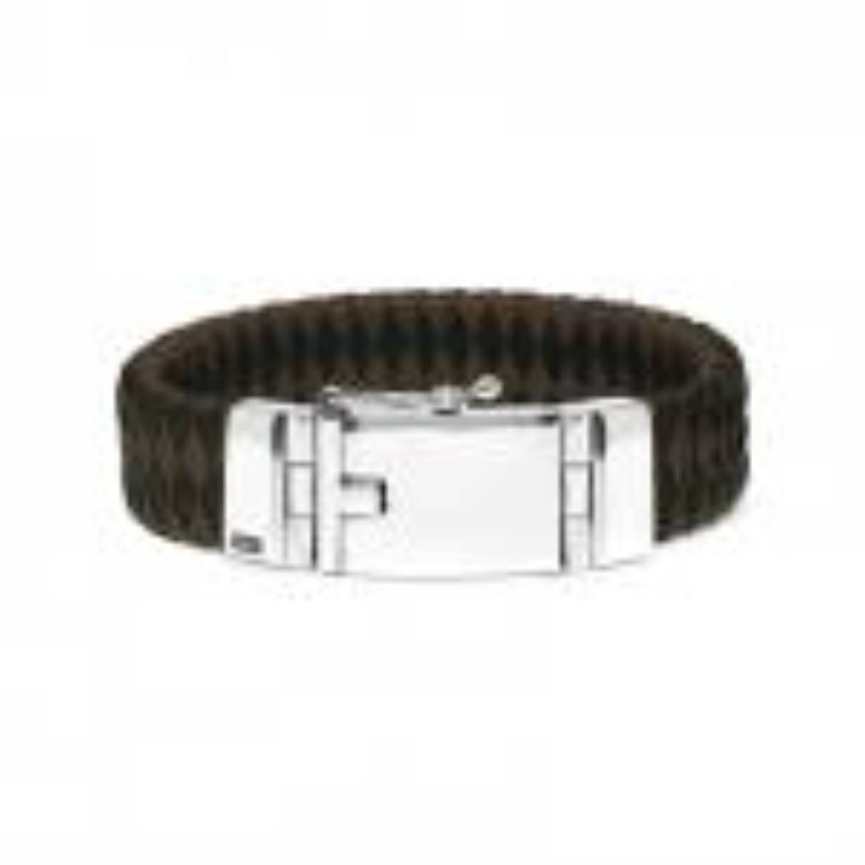 Silk armband met 2 kleuren leer, bruin en zwart met een zilveren bakslot.