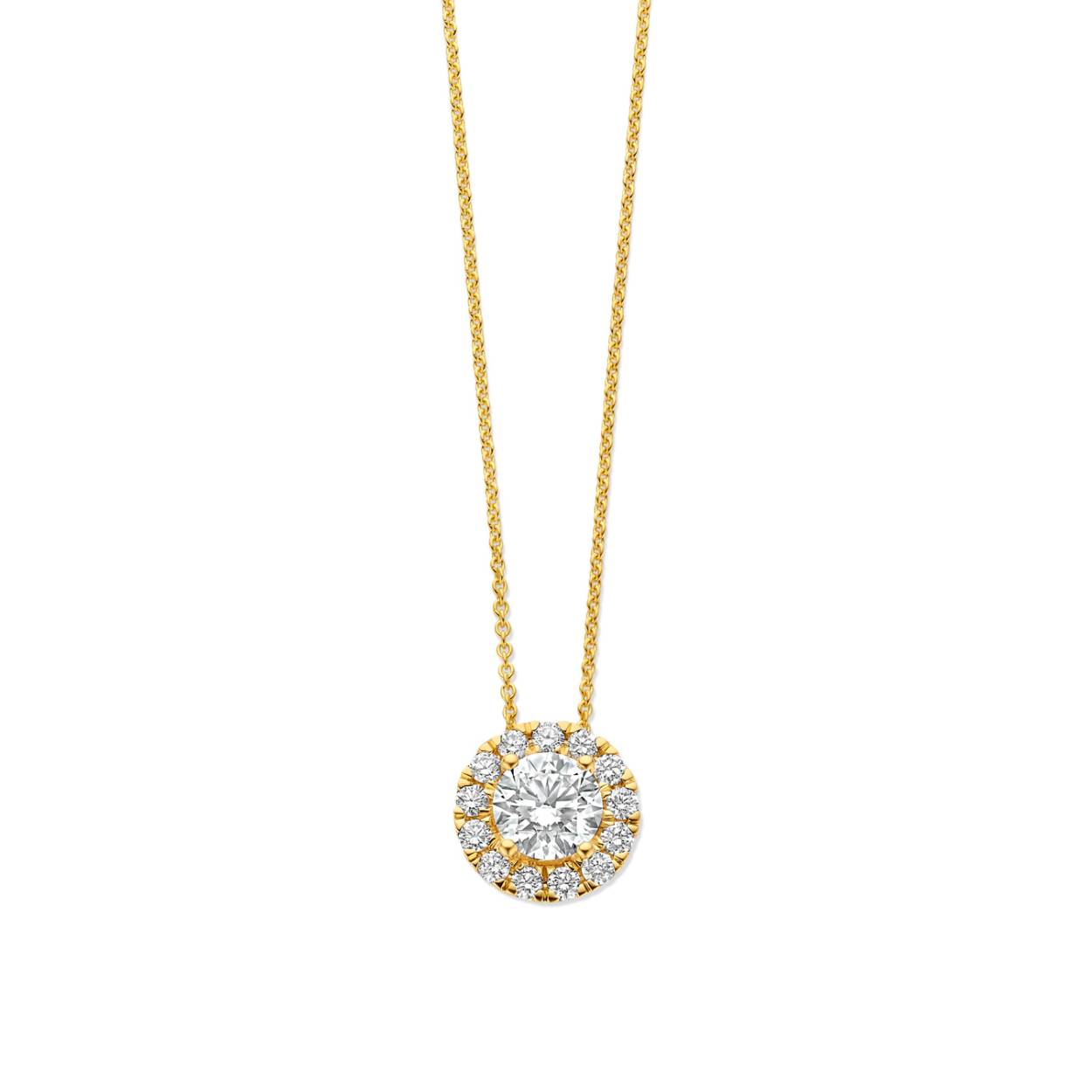 Ketting met hanger goud 18kt bezet met labdiamanten.