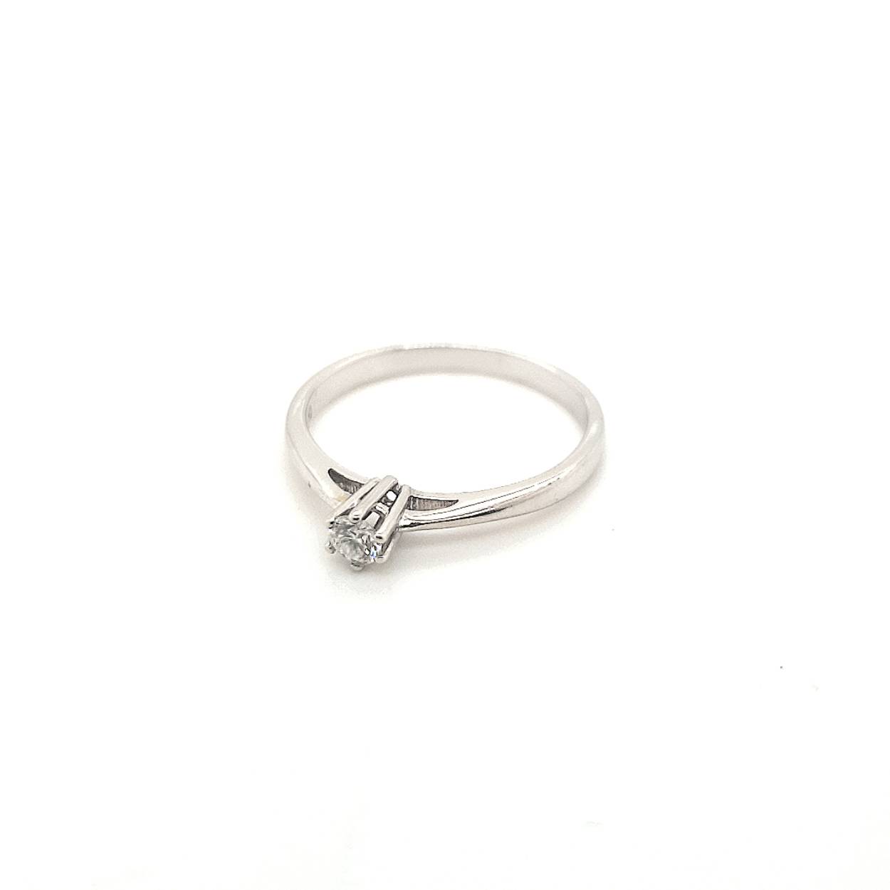 Witgouden solitair ring met 0.10crt briljant