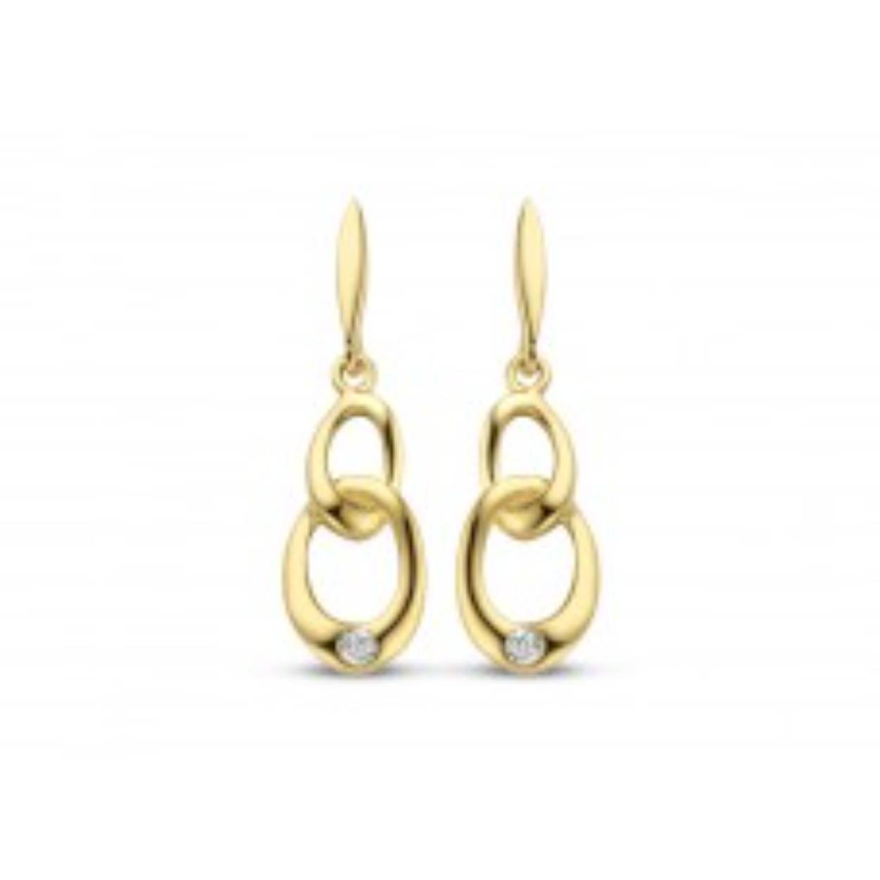 You and Me geel gouden oorhangers 18KT briljant