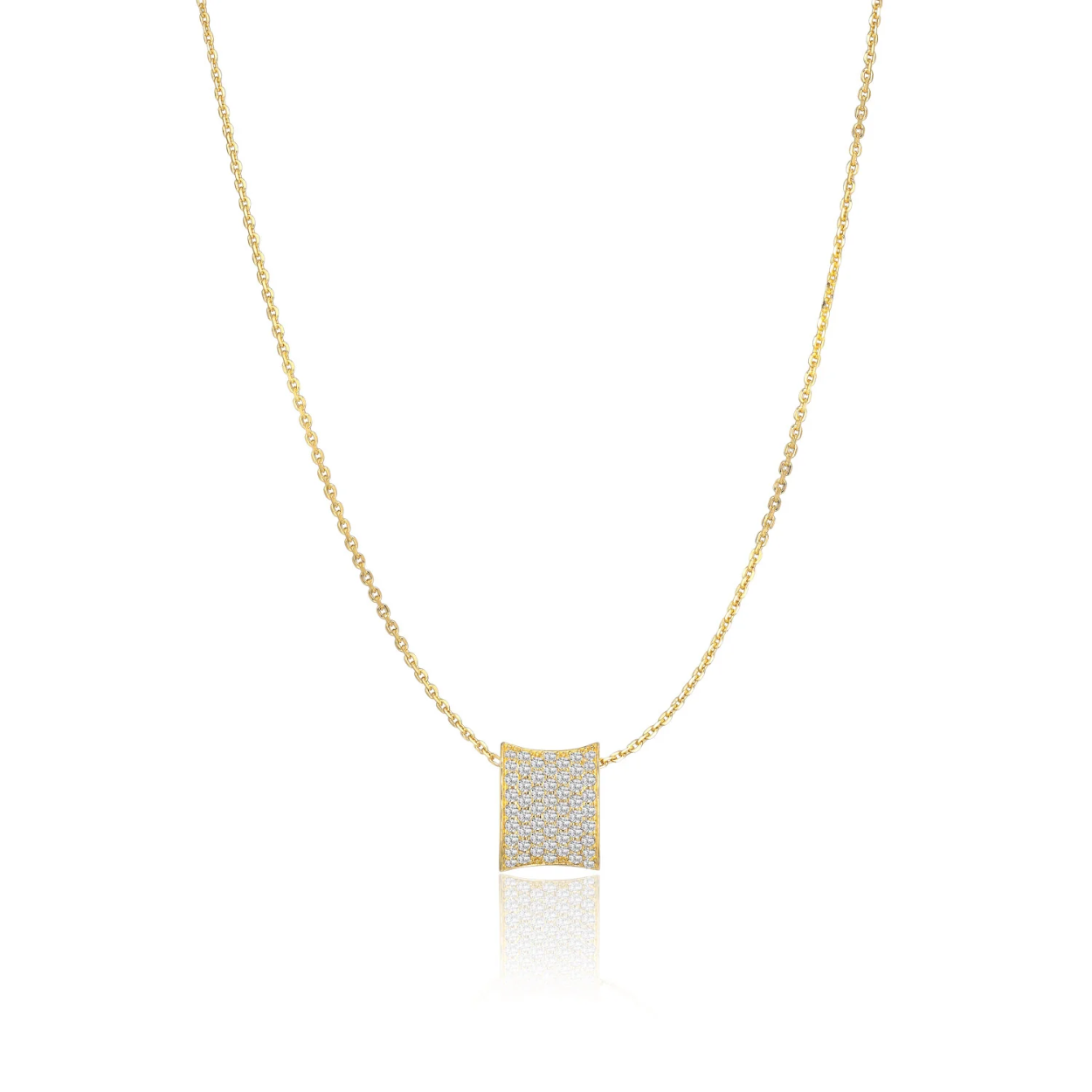 Collier gemaakt van 18 karaats verguld 925 sterling zilver, gepolijst oppervlak en hoorn met facetgeslepen witte zirkonia

Afmetingen hanger: lengte 14 mm, breedte 11 mm, kettinglengte tot 45 cm - verstelbaar