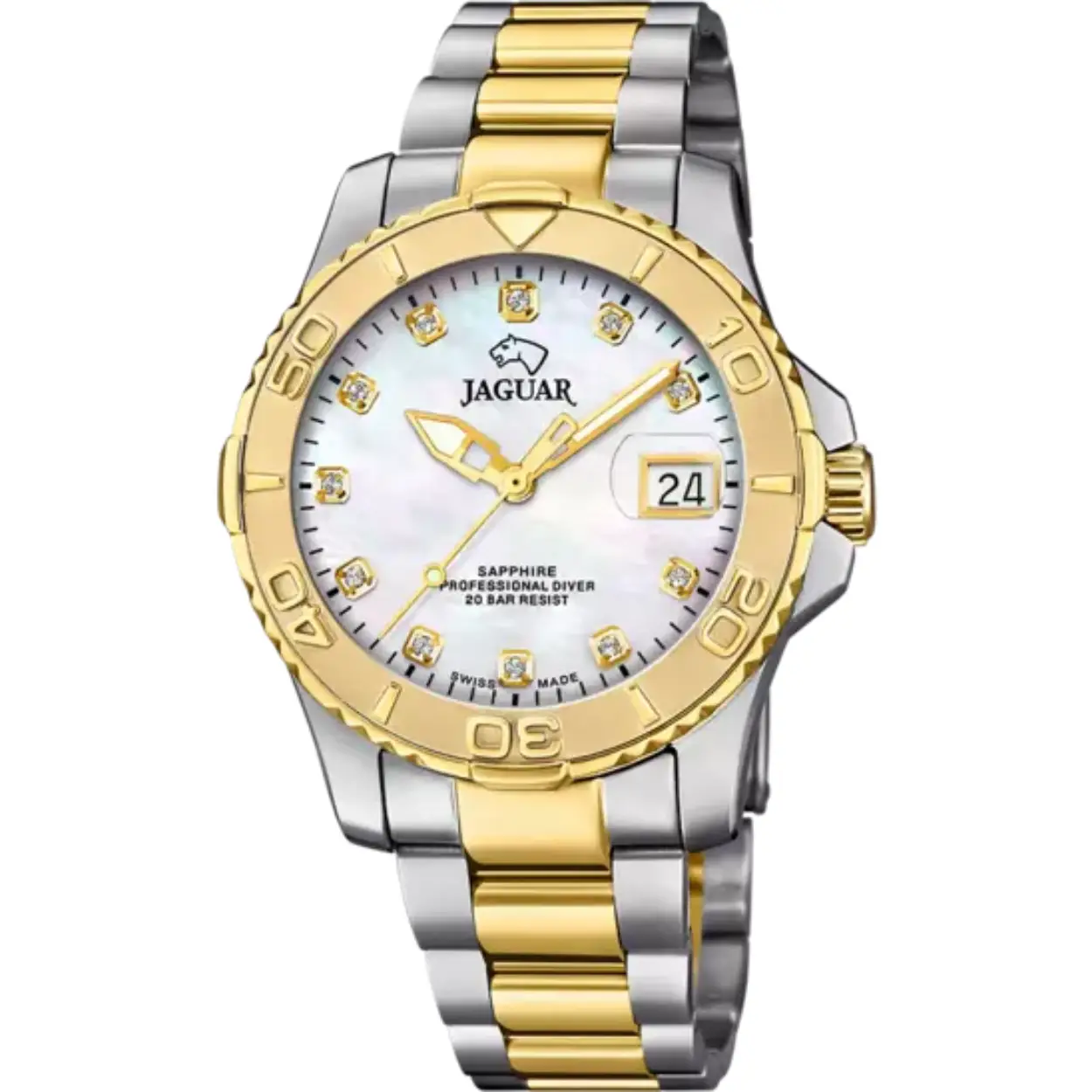 Jaguar horloge J970/4 met een 316l roestvrij staal kast en een saffier glas met een 316l roestvrij staal band/armband.