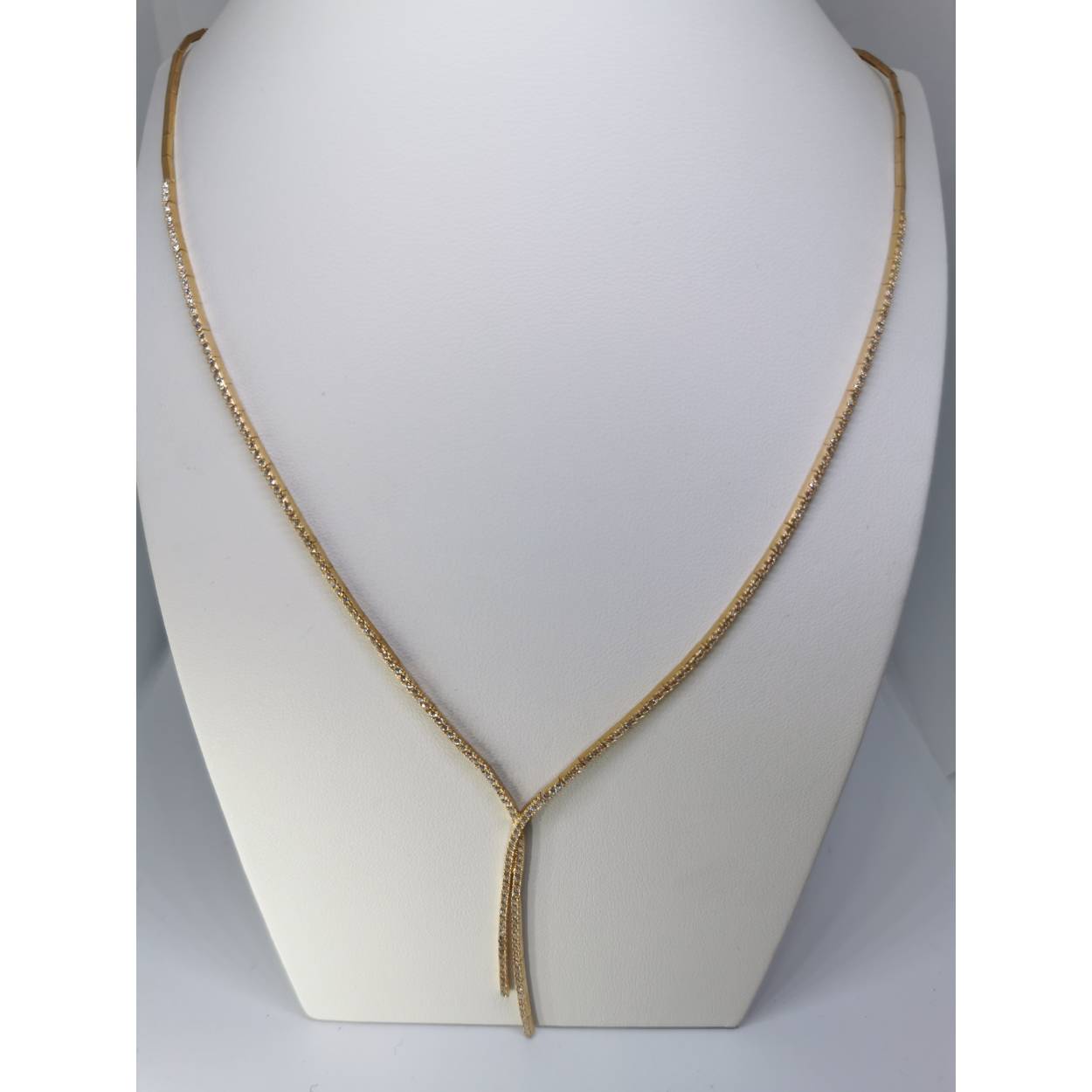 14 Karaat geel gouden chique collier met zirkonia