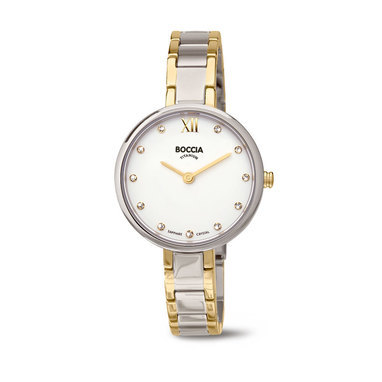 Boccia is nummer één merk op het gebied van titanium sieraden en horloges. Licht gewicht en anti allergisch! De prachtige zilver kleurige band van dit Boccia Titanium 3251-01 horloge springt in het oog door de prachtige ronde vorm van stralende lichte gewicht titanium kast. Het model heeft het sterkste en zeer krasbestendig saffierglas. Het horloge heeft een waterdichtheid van 5 ATM 50 meter waterdicht. U kunt ermee douchen, zwemmen mits er geen grote temperatuursverschillen optreden