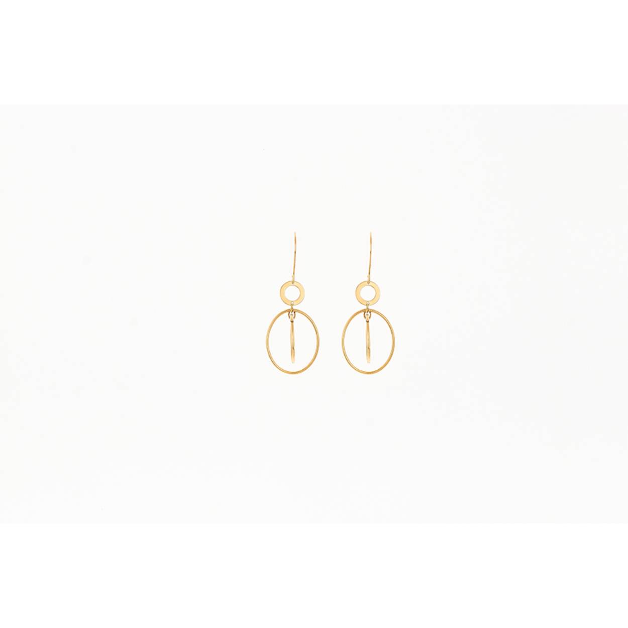 Oorhangers van 14 krt gouden ovale circels