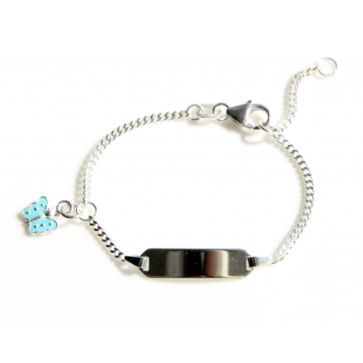 graveerband kinder zilver met vlinder