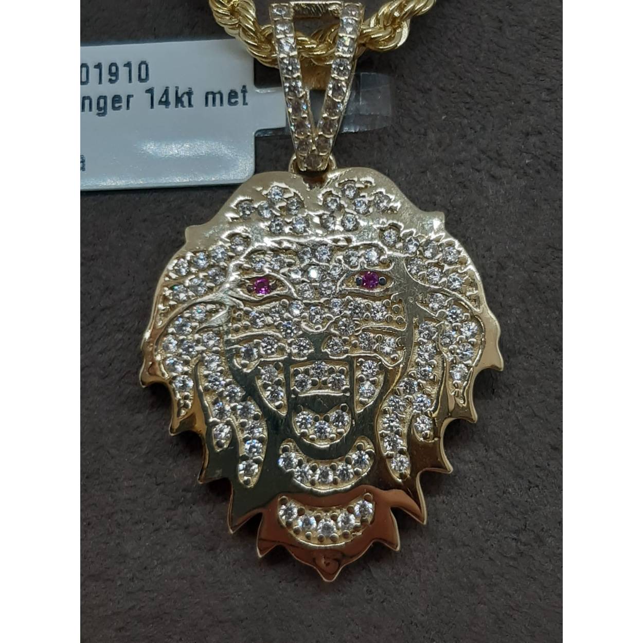 gouden hanger 
14kt met stenen