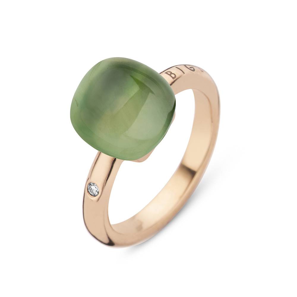 Green Aventurine For Ever
De Mini Sweety ring is vervaardigd in 18kt roségoud en afgewerkt met citroenkwarts met groene aventurijn en parelmoer gekenmerkt door een diamant 0.02ct