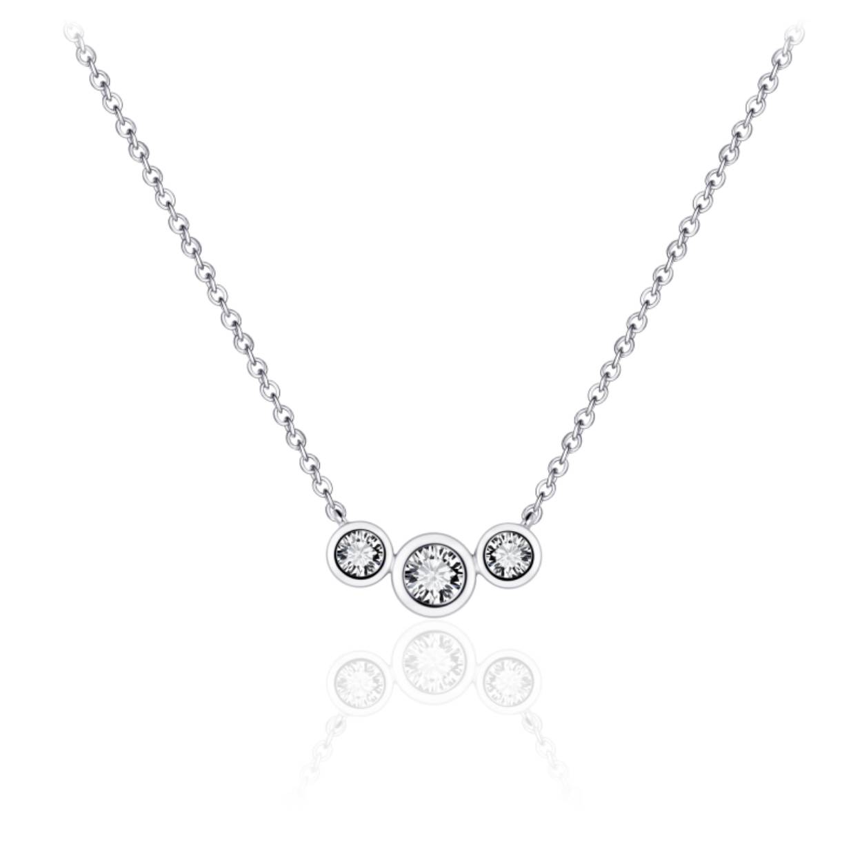 Gisser ketting zilver | 3 zirkonia's 42 + 5 cm