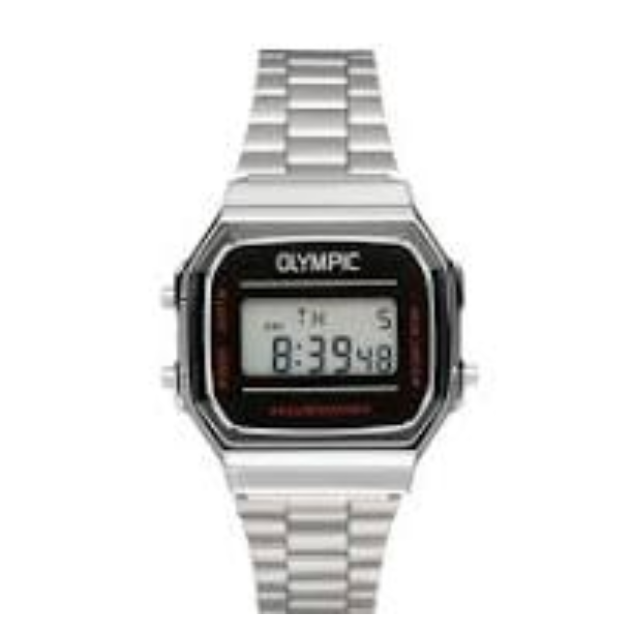 Olympic OL66HKS001 Digital Horloge Staal 38,6x 36,3mm 
Dit unieke Olympic horloge met artikelnummer: OL66HKS001 is een digitaal horloge met een sportieve uitstraling. Het horloge heeft een rechthoekige metalen kast met een zwart digitaal venster met rode en witte accenten. Het horloge heeft meerdere functies zoals, tijd, datum, stopwatch, alarm en verlichting. Aan de kast zit een zilverkleurige stalen matte schakelband met kliksluiting. Het horloge heeft een mineraalglas, een afmeting van 38,6x 36,3mm en is 3ATM.

Het merk:
Een mooi horloge hoeft niet duur te zijn! Het Nederlandse horlogemerk Olympic levert stoere chronografen, slimline series, digitale uurwerken en elegante dameshorloges. De prijs-kwaliteitverhouding staat bij Olympic hoog in het vaandel met prijzen die uiteenlopen van € 34,95 tot en met € 159,00.

100% Nederlands ontwerp, waterdicht en standaard 3 jaar fabrieksgarantie.

Specificaties:
- Rechthoekige kast 38,6x 36,3mm
- Metalen horlogekast
- Stalen schakelband
- 3ATM 
- Standaard 3 jaar fabrieksgarantie
- Mineraalglas