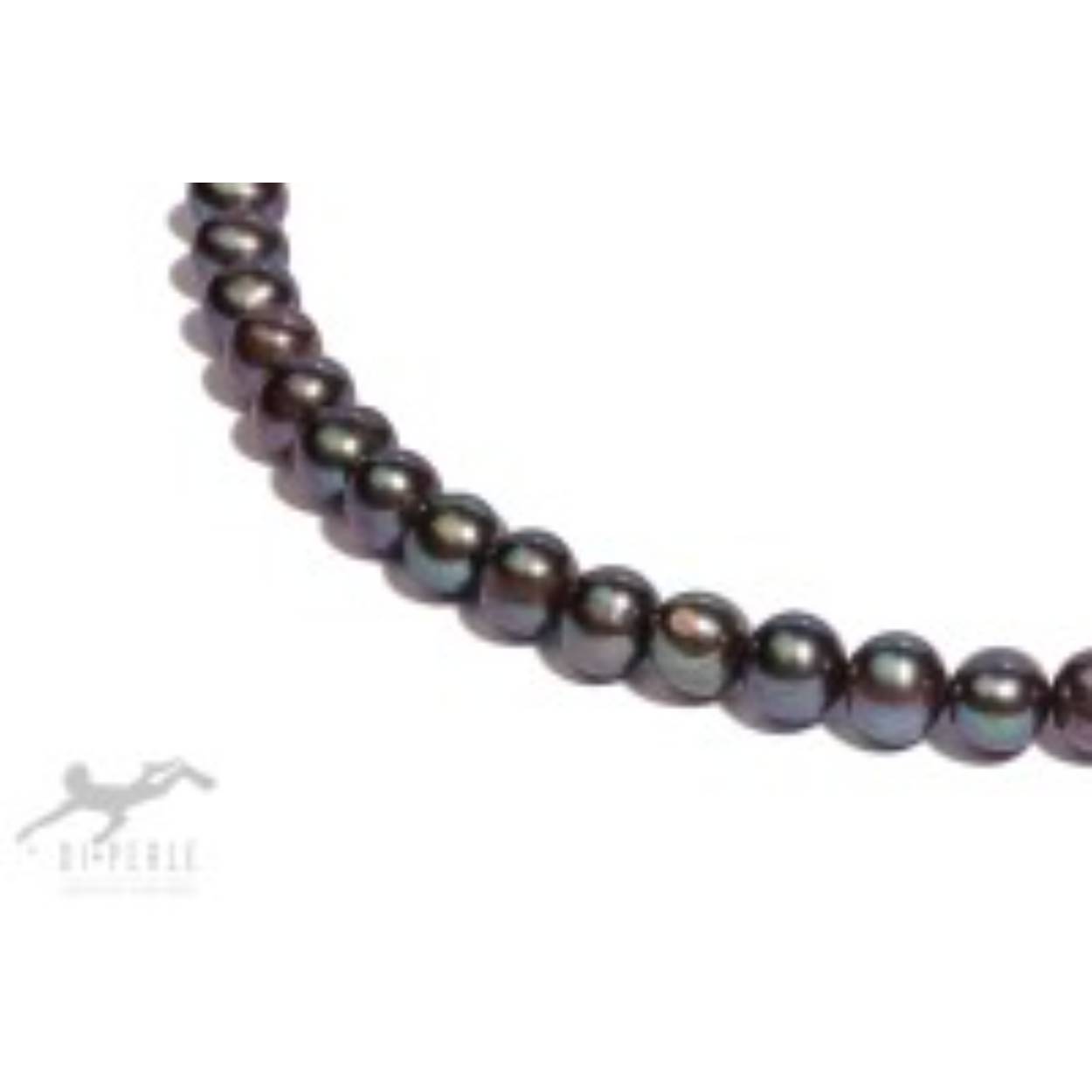 Parelsnoer, nog niet geknoopt voor 45 cm parelcollier exclusief slot. Zwart gebeitst zoetwaterparels van 7-8 mm