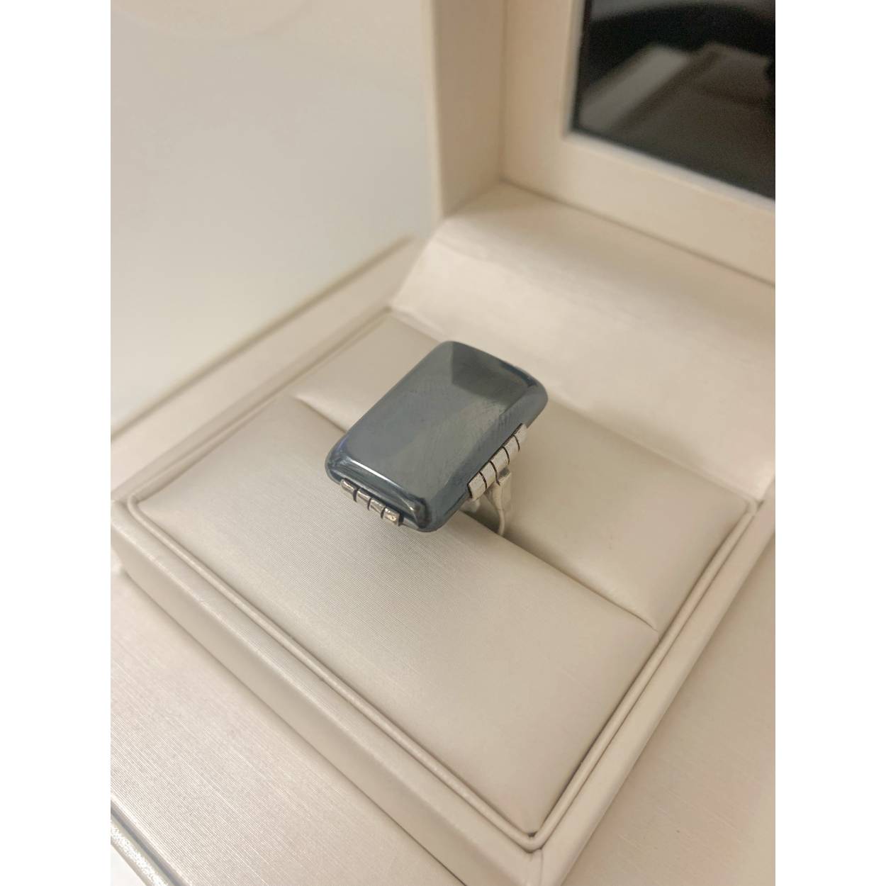 VINTAGE zilveren ring / hematiet steen