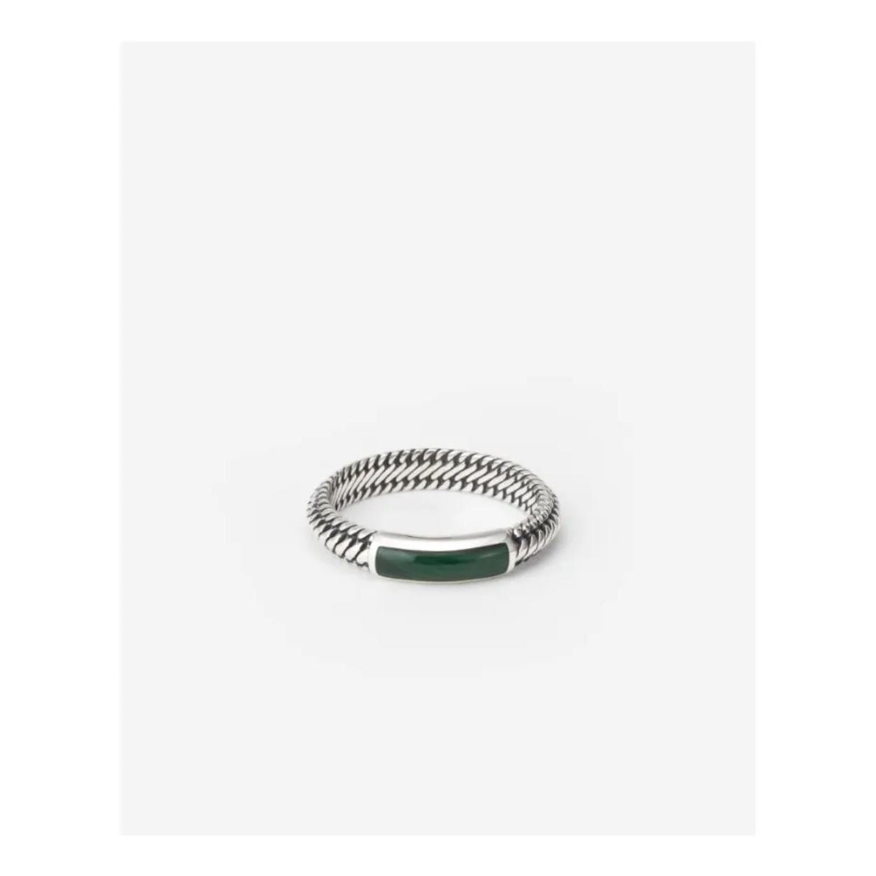 Ben Mini Gemstone Ring Silver Malachite