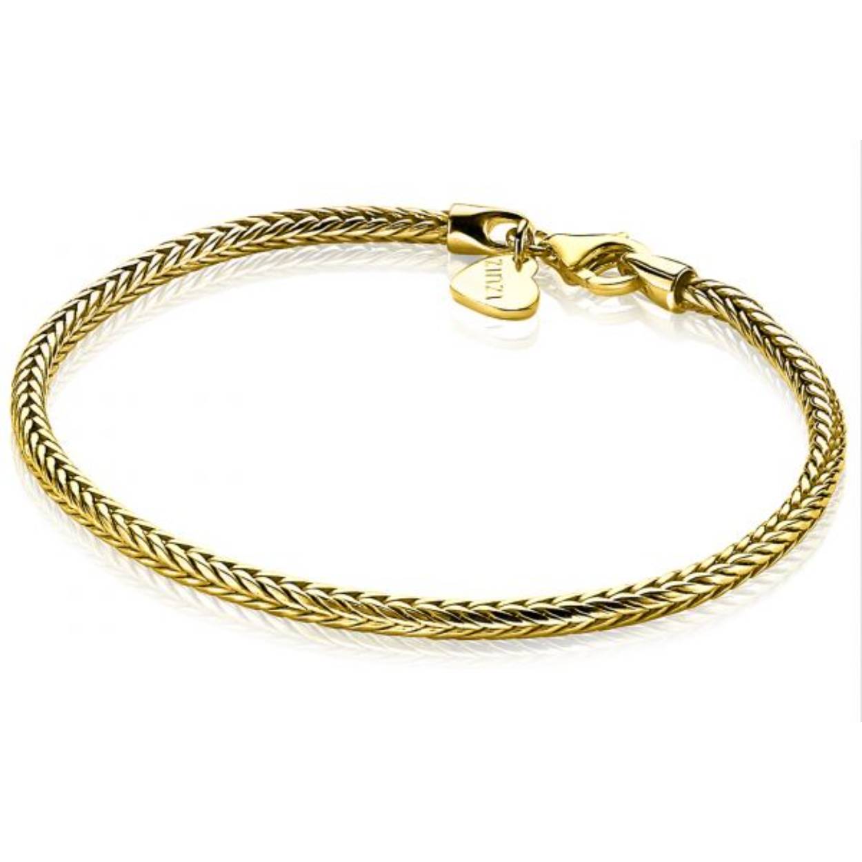 ZINZI zilveren vossenstaart schakelarmband geel verguld. Deze unieke schitterende schakel heeft een breedte van 3mm en de armband een lengte van 19cm. Met herkenbaar Zinzi hartje bij de sluiting. De armband is vervaardigd van eerste gehalte zilver (925) en voorzien van een extra geelgoudkleurige laag.
