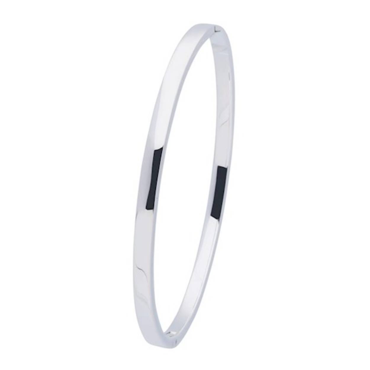 Zilveren bangle armband 4x60mm, Medium Vierkant