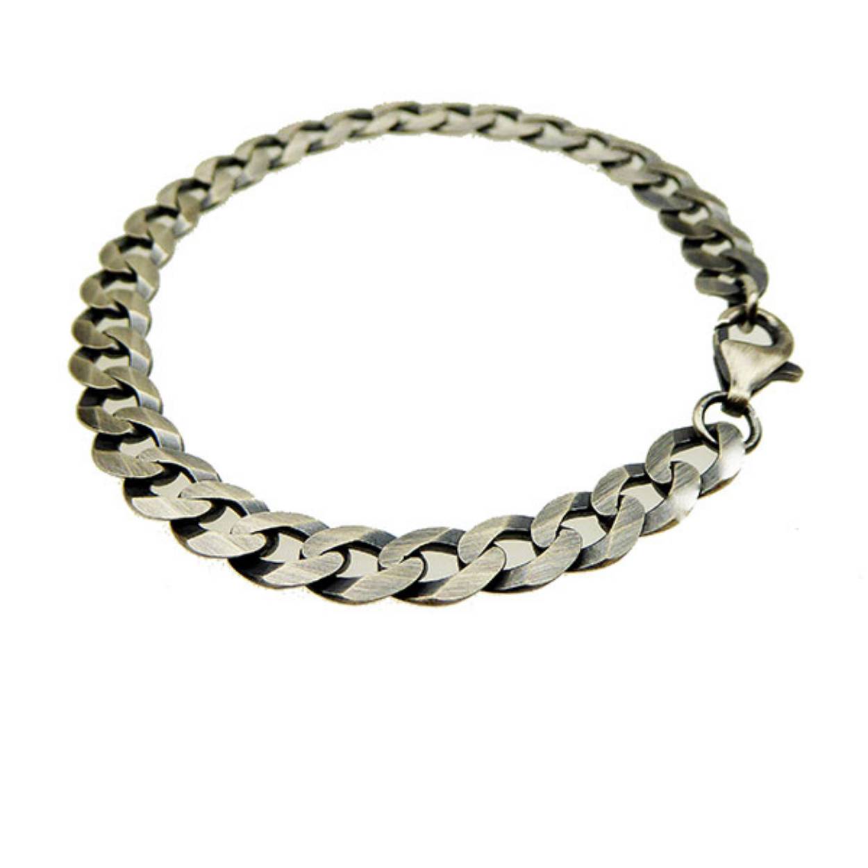 Armor Facet in 1,8 mm draad en breedte 7,2 mm - Armband 22cm in licht geoxideerd sterling zilver

