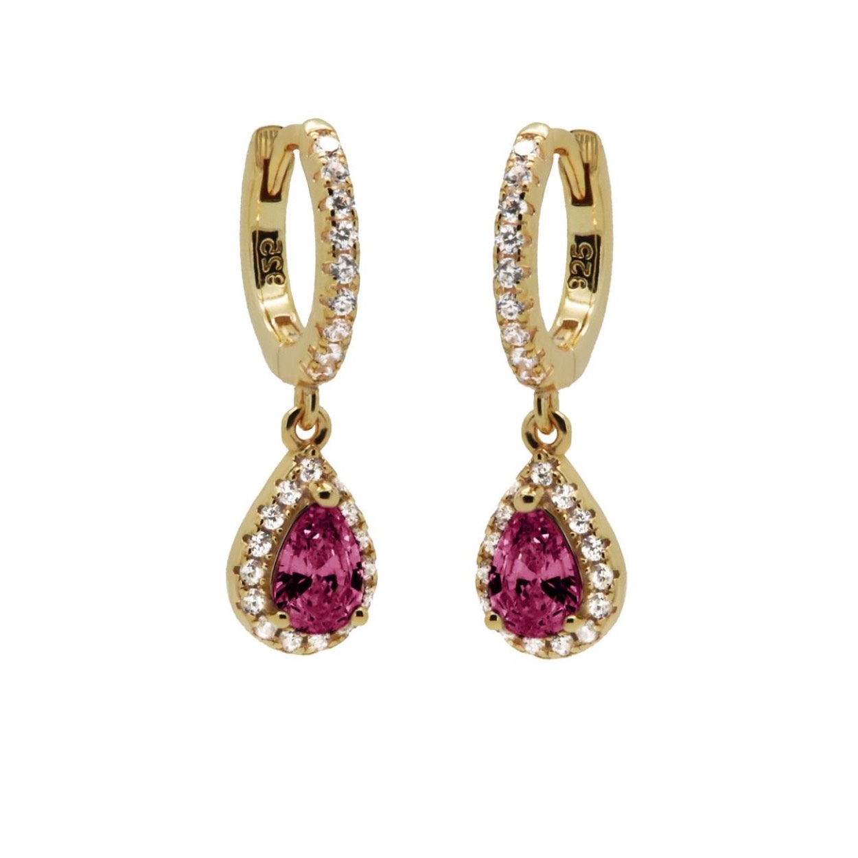 Karma Hinged Hoops Zirconia Chloe Ruby Red Goldplated