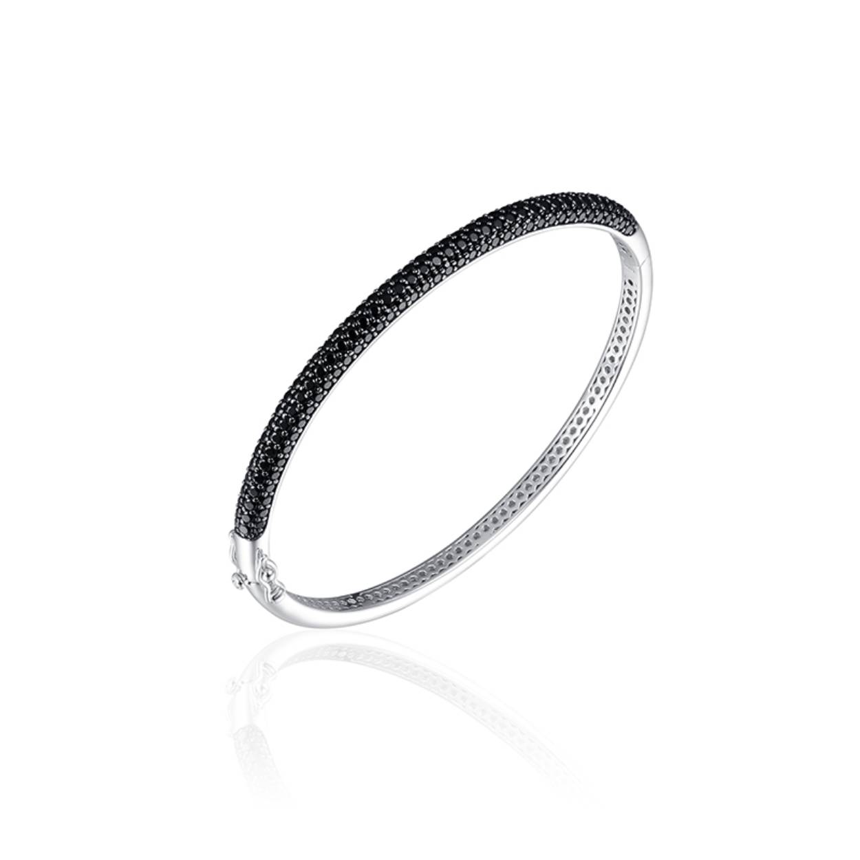 Zilveren armband bangle 4mm zwart pave zirkonia SBD4Z-60mm