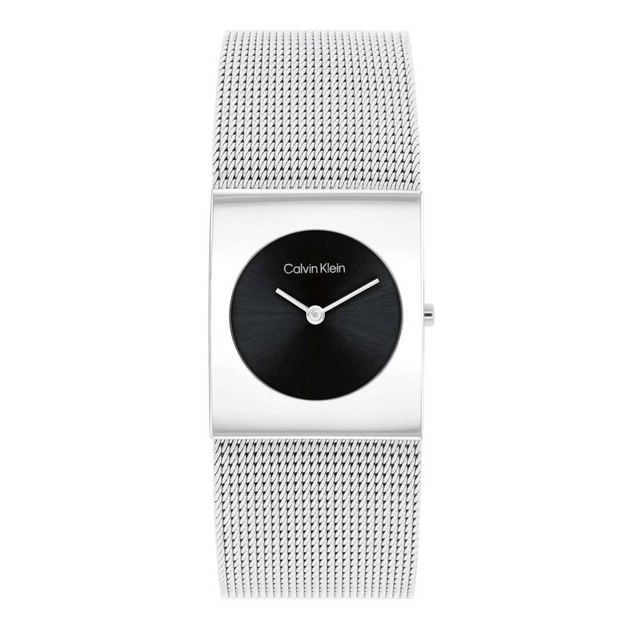 Dit Calvin Klein horloge behoort tot de Pulse collectie.
Referentienummer: CK25100061 

Dit Calvin Klein dameshorloge is een chique en stoer ontwerp. De stijlvolle zilverkleurige vierkante stalen kast heeft een zwarte sunray wijzerplaat met enkel wijzers en de merknaam. Strak aan de vol glimmende kast zit een zilverkleurige milanese band met klapsluiting. Het opvallende horloge heeft een mineraalglas, een doorsnee van 24mm en is 3ATM.
