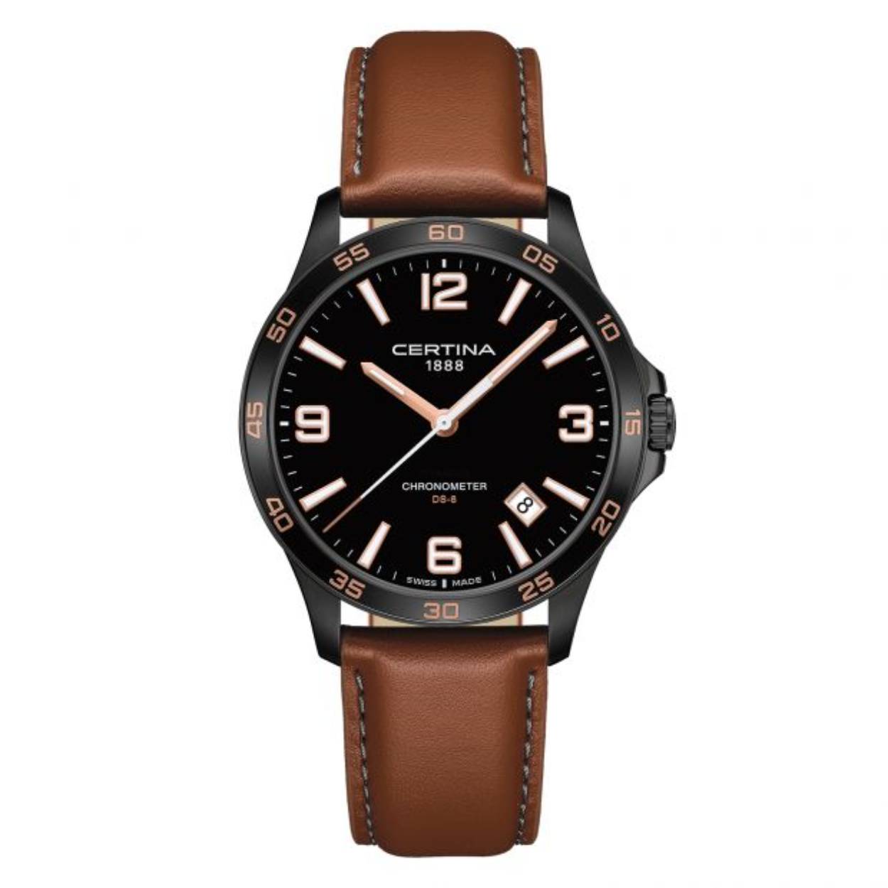 DS-8 Chronometer Quartz 100m WR Saffierglas. Staal PVD
