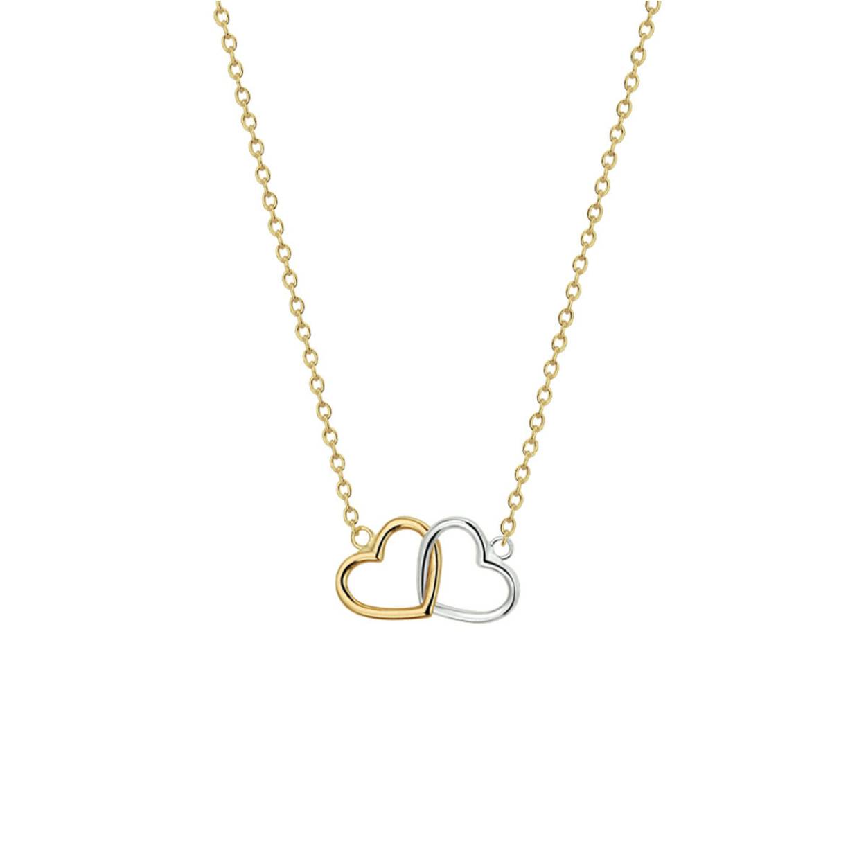 Bicolor geel en witgouden collier met draaglengtes van 41, 43 en 45 cm. De schakelbreedte is 1.3mm.