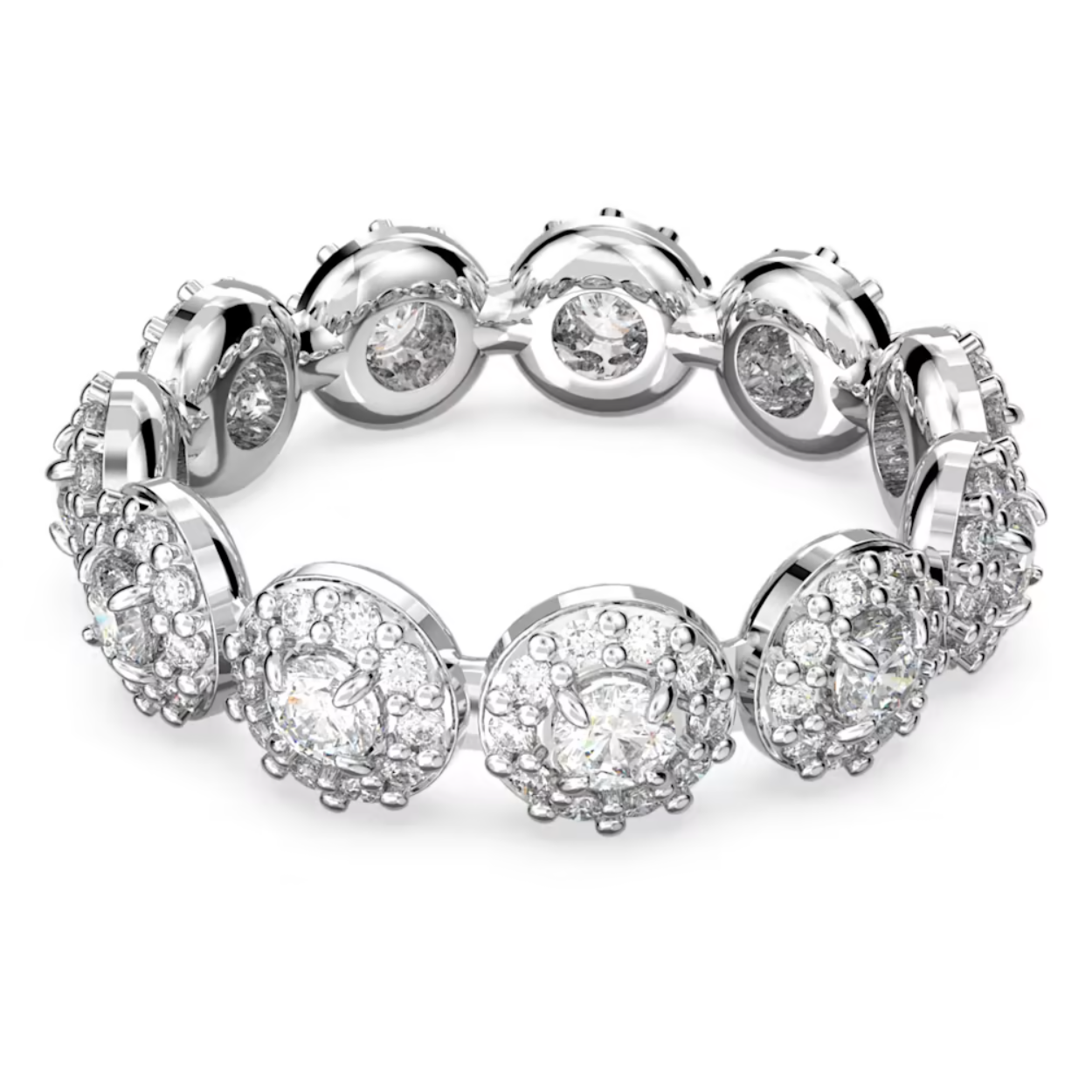 Geef uw look een elegant accent met deze ring met rodium toplaag uit de Constella-lijn. Dit stijlvolle ontwerp is geïnspireerd op verfijnde sieraden en schittert als een ster door de stenen met een ronde slijpvorm en de opvallende pavédetails. Ideaal als cadeau voor uzelf of een dierbare