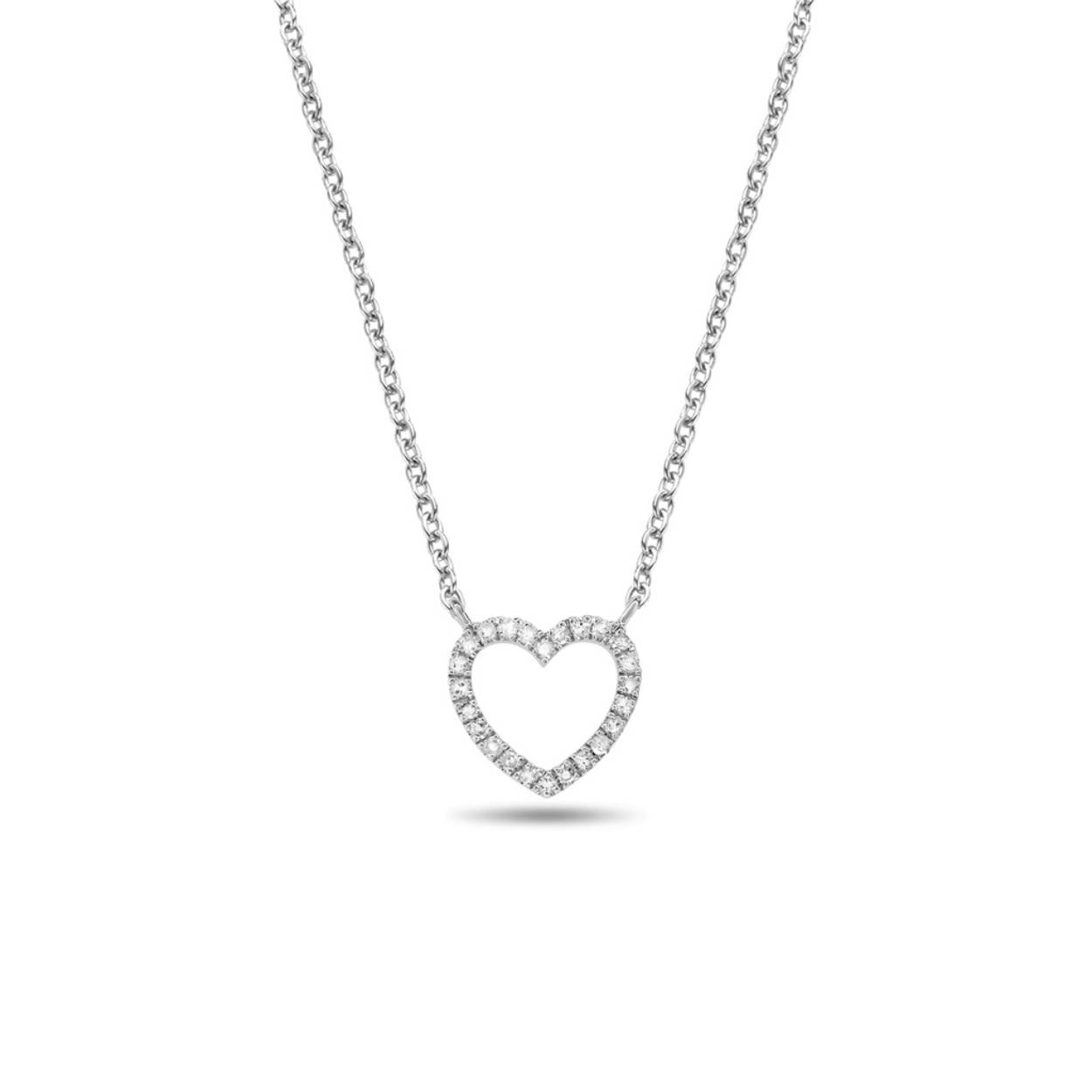 Zilveren kettting (42 cm) met hanger 'hart'
De zilveren hanger bevat échte diamantjes: 0,096 ct
Dit klassieke hartje blijft een eeuwige trend!