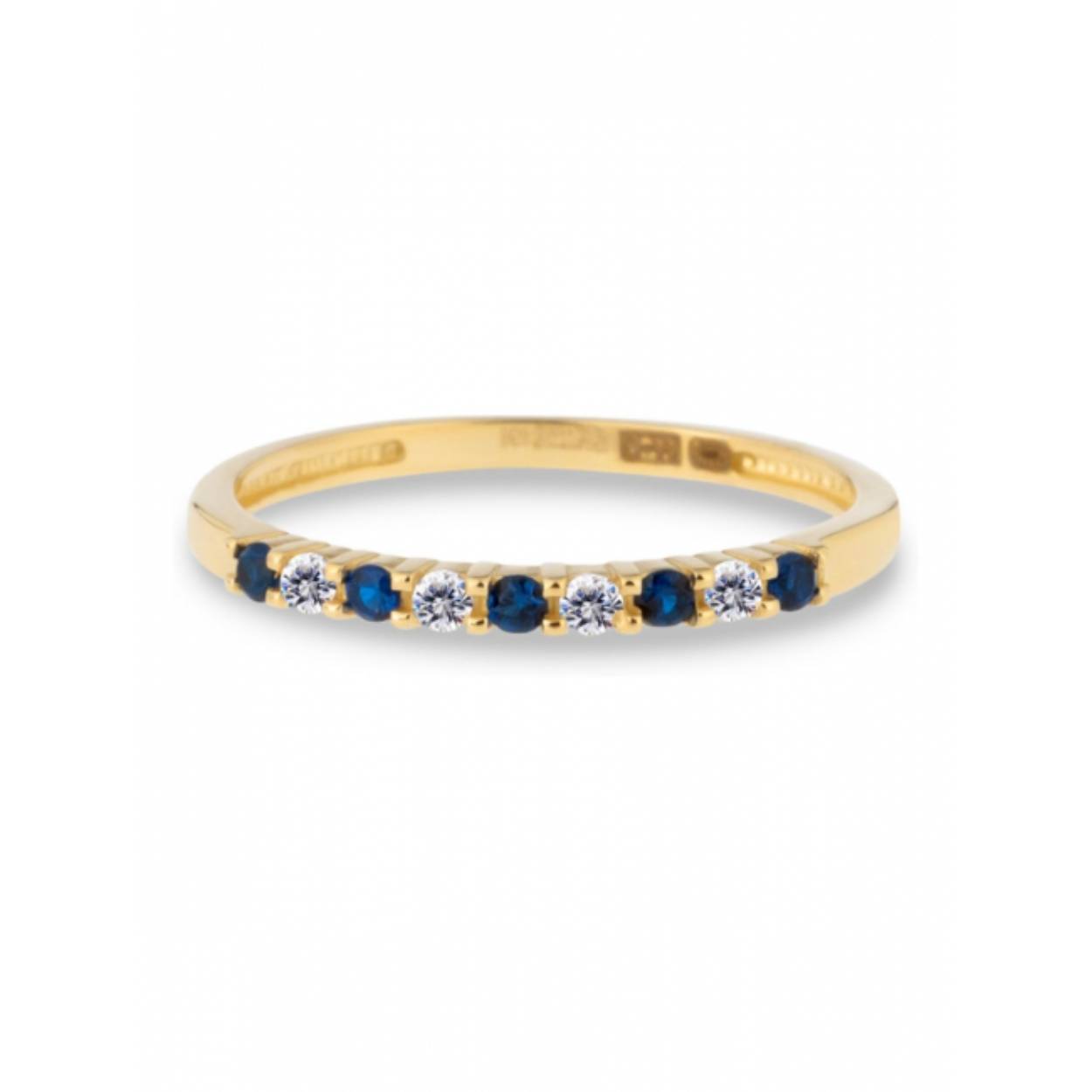 Swing jewels 14 karaat geelgouden ring met blauwe en witte zirkonia