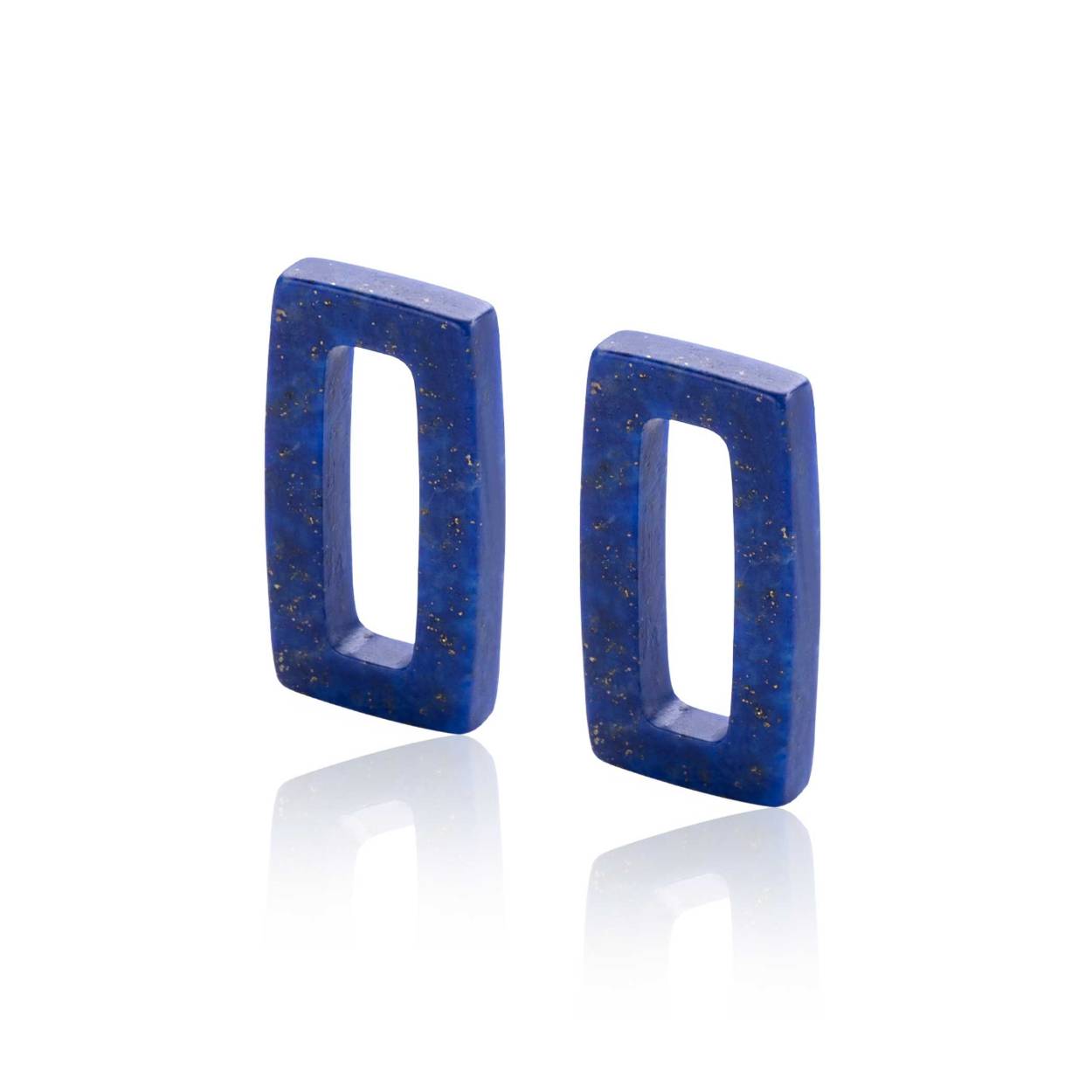 Oorbedels rechthoek lapis lazuli