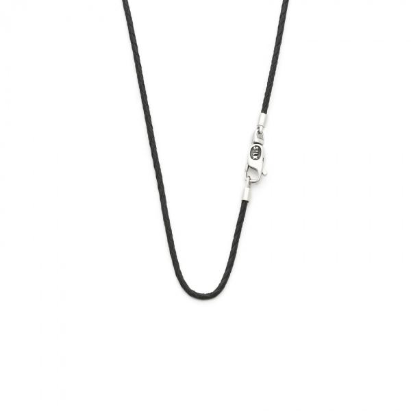 SILK COLLIER ZILVER/LEER 179BLK.60, LENGTE 60CM