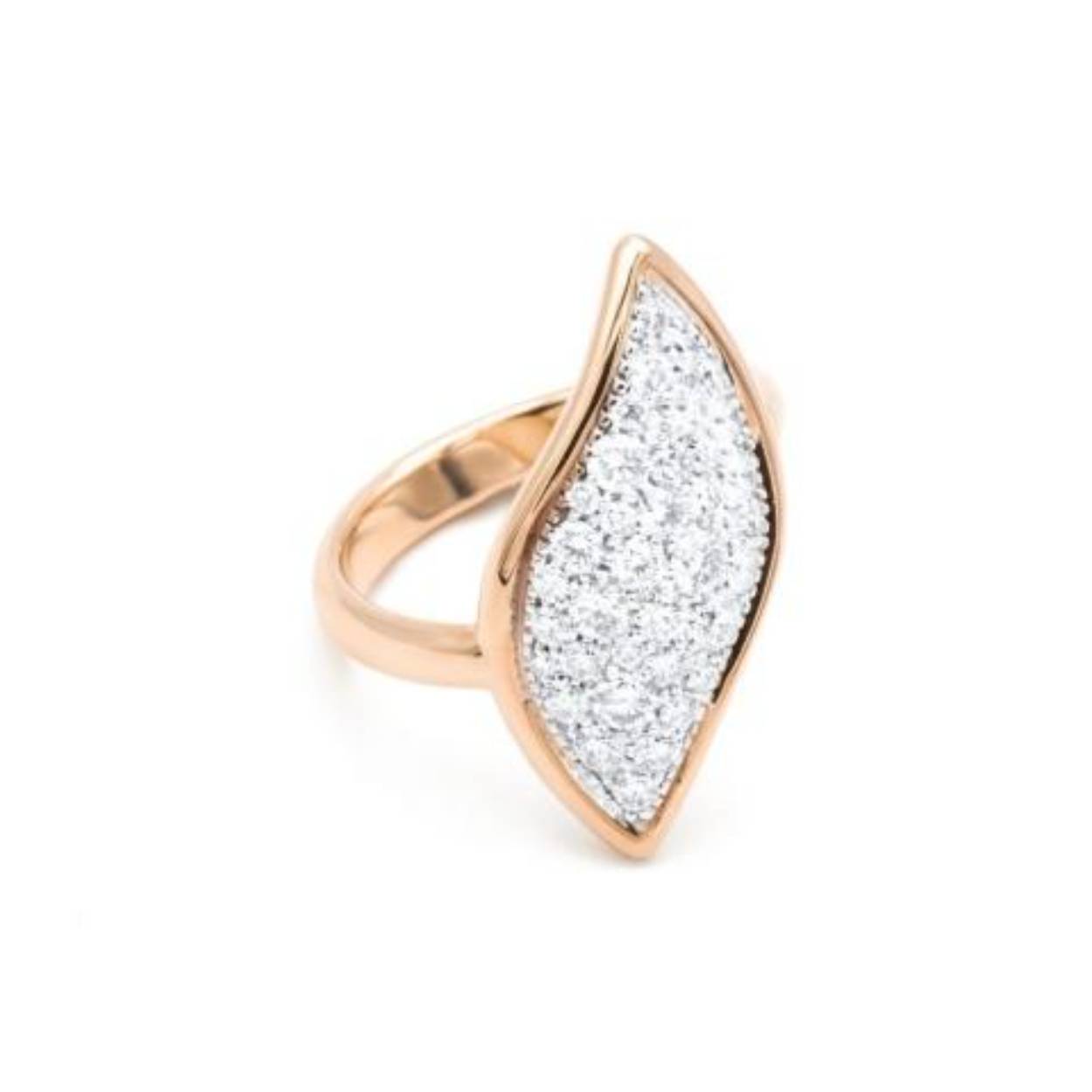 ring Navette in 18 kt rose gold and white diamonds