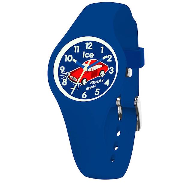 Ice Watch, collectie Ice Fantasia, model 'Cars' - Maat XS - Blauwe siliconen band - Blauwe wijzerplaat met afbeelding 'auto' en witte uuraanduiding - Duidelijke cijfers voor kinderen - Waterdichtheid: 10 ATM